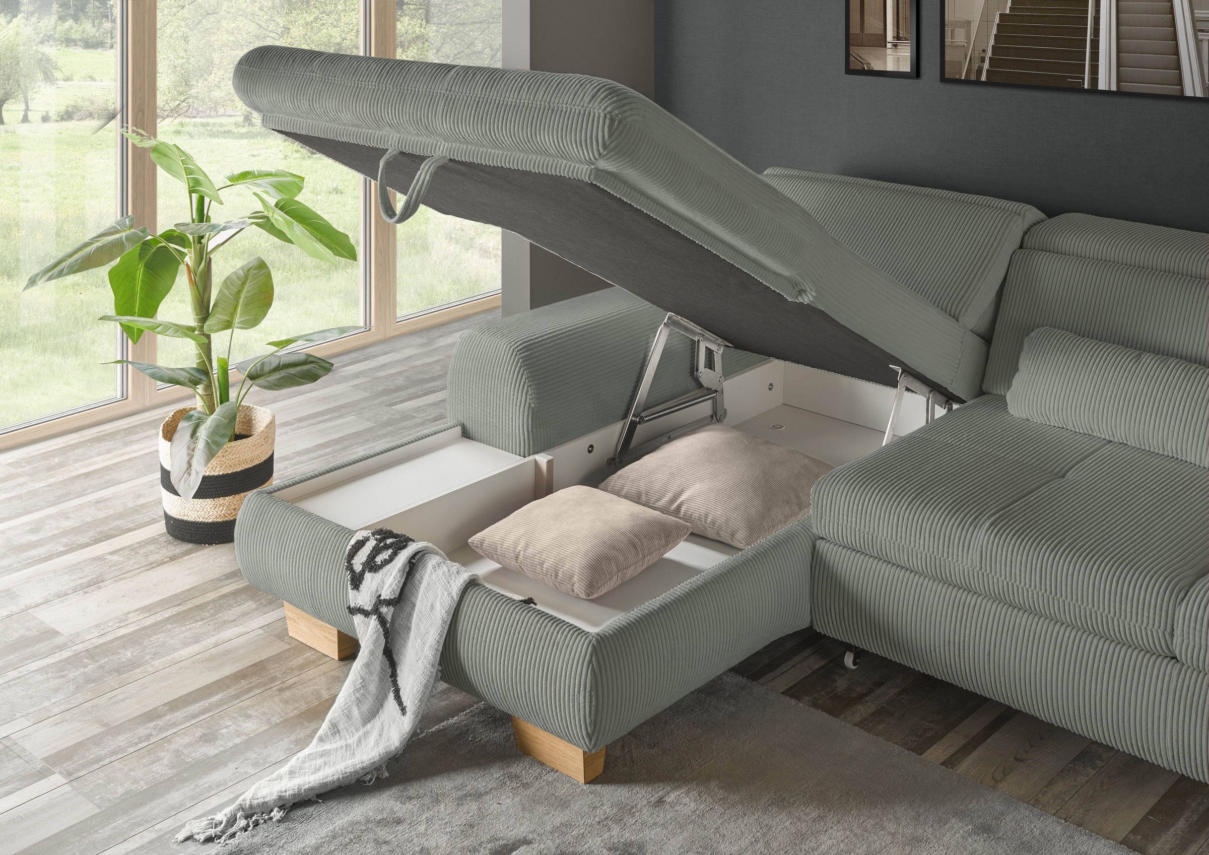 set one by Musterring Ecksofa, Kopteil verstellbar, mit Bettfunktion, in Co günstig online kaufen