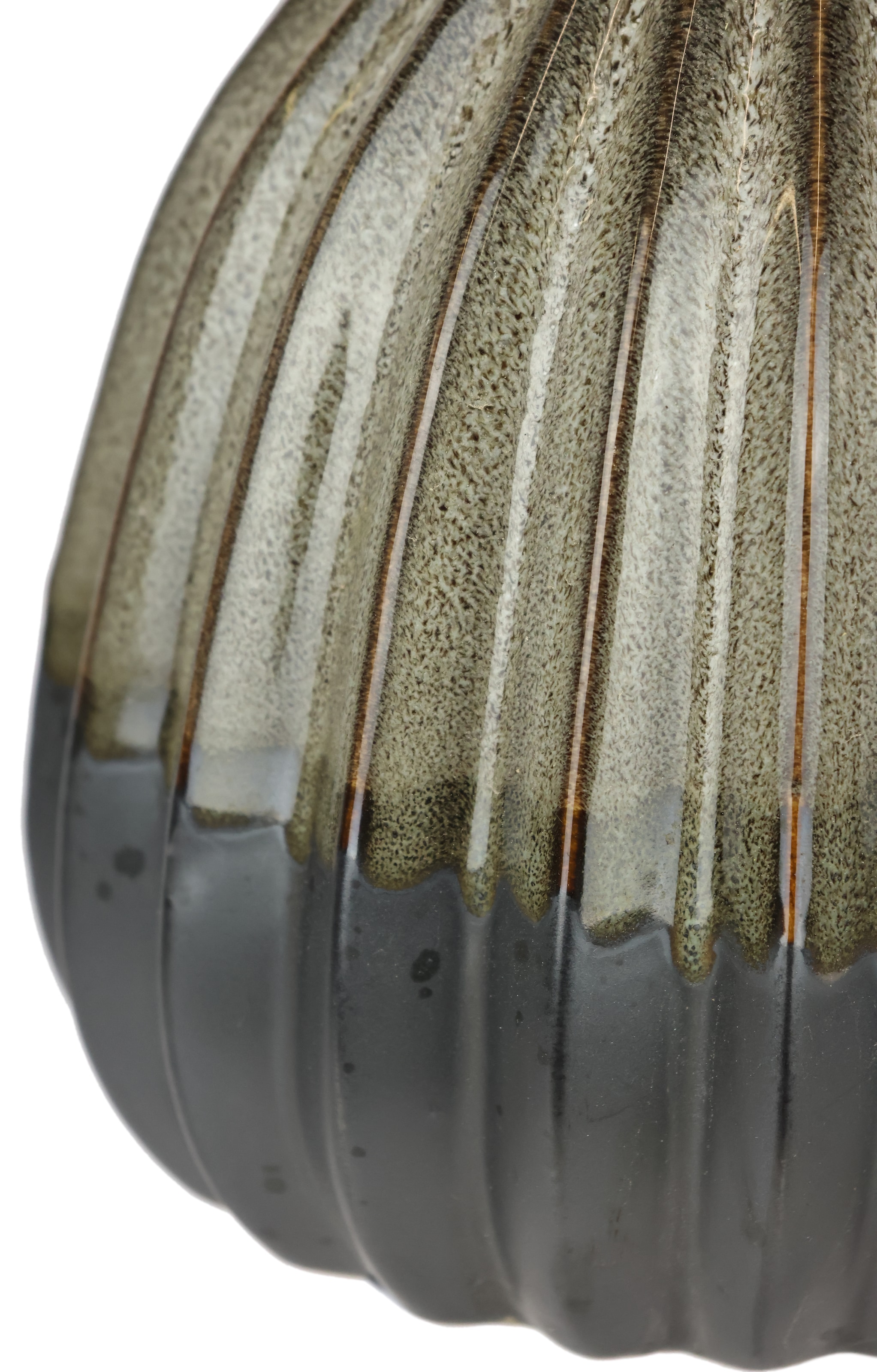 I.GE.A. Dekovase »Vase aus Keramik, geriffelt, bauchig, matt glänzend«, (1 St.), Flaschenform, Blumenvase, Tischdeko, Keramikvase