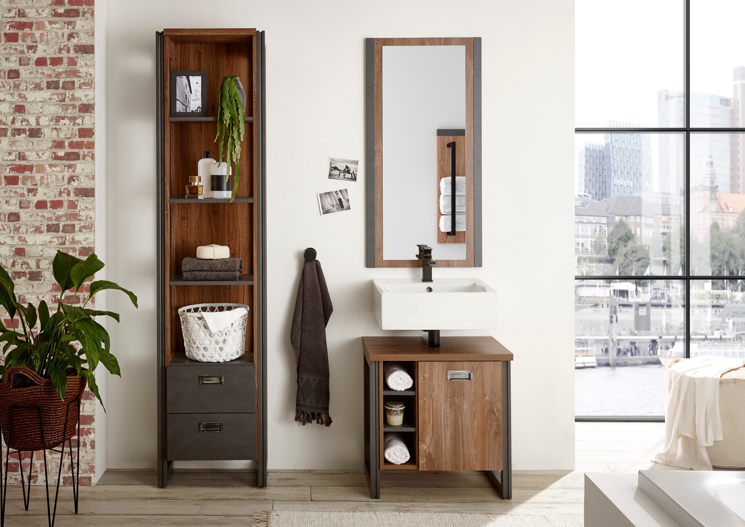 Thumbnail - Home affaire Badmöbel-Set "Detroit, Bad im Industrialdesign, 3-teiliges Badezimmer" Set, 3 Stk. tlg.