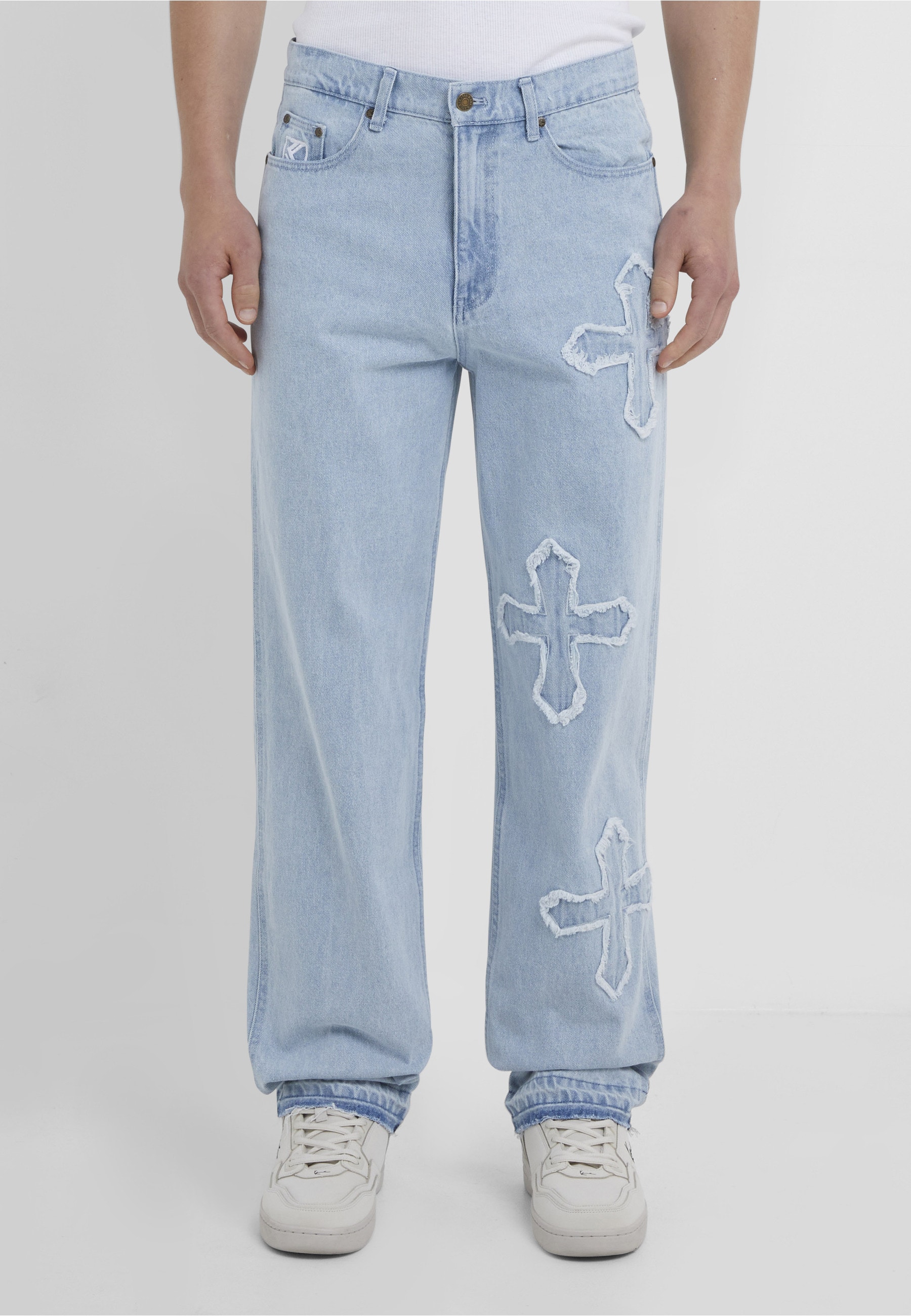 Karl Kani Bequeme Jeans »Karl Kani Herren KK OG Distressed Cross Baggy Five Pocket Denim«