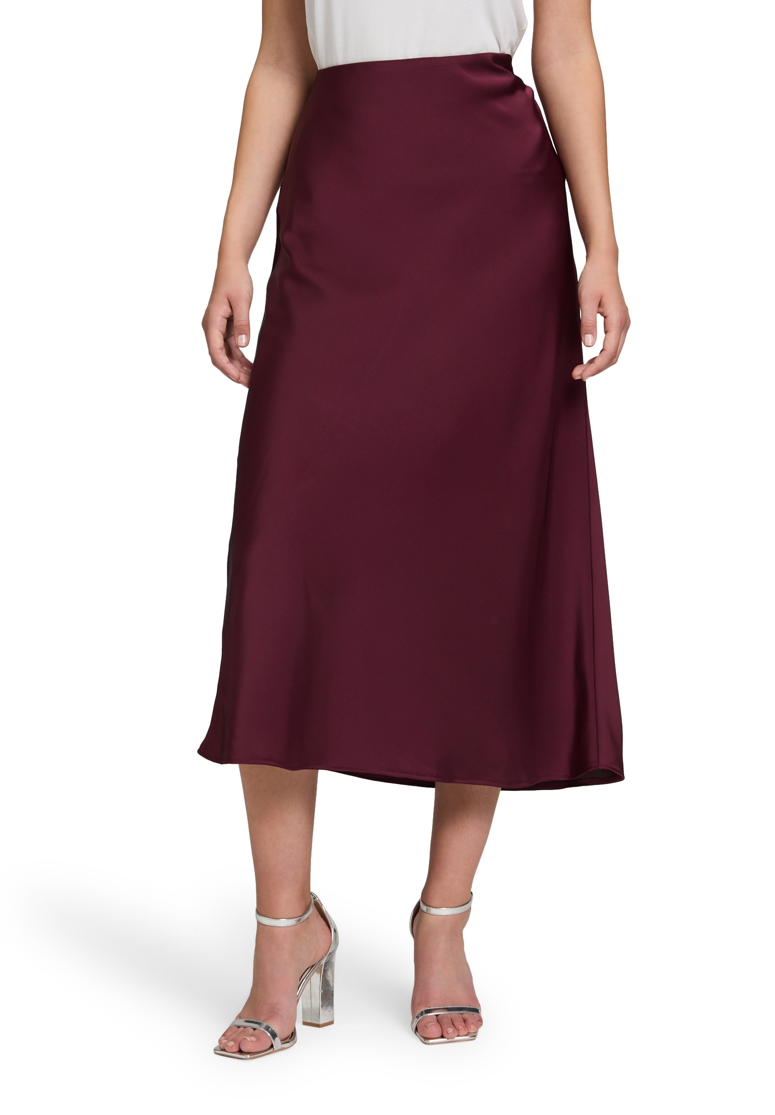 Vera Mont Maxirock "Damen Satinrock wadenlang" Material günstig online kaufen