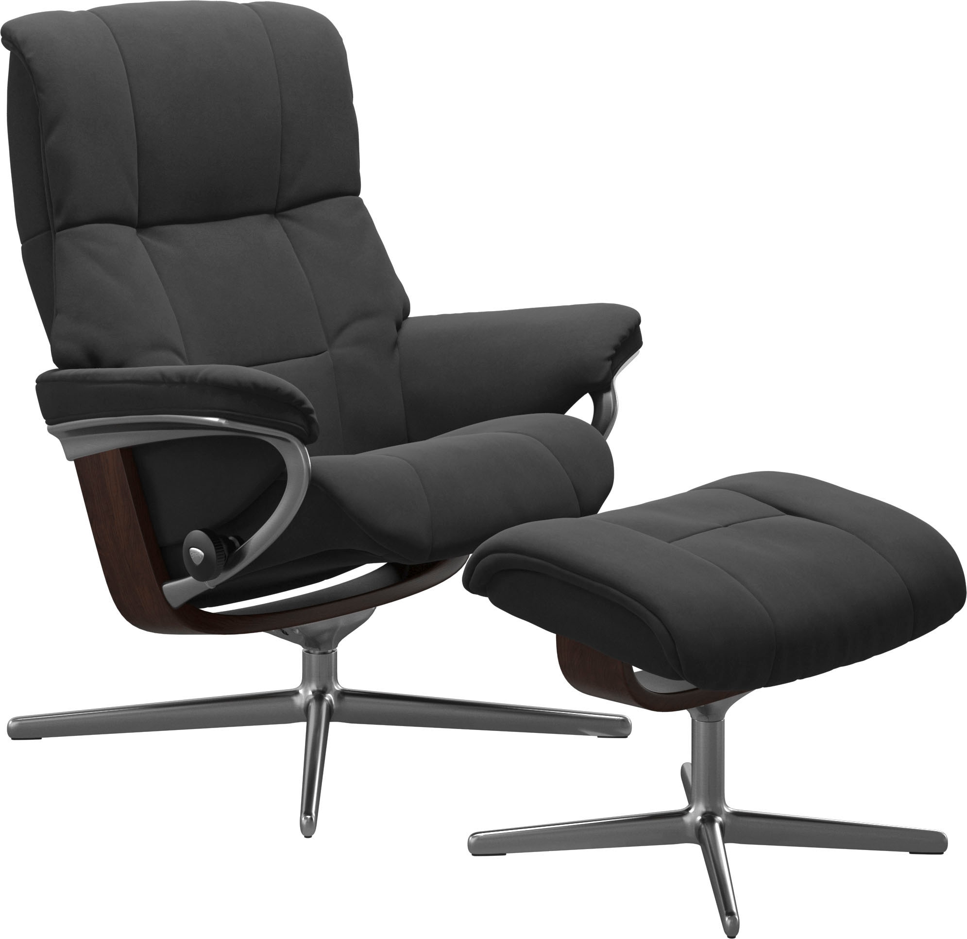 Stressless® Relaxsessel »Mayfair«, (Set, Relaxsessel mit Hocker), mit Hocker, mit Cross Base, Größe S, M & L, Holzakzent Braun
