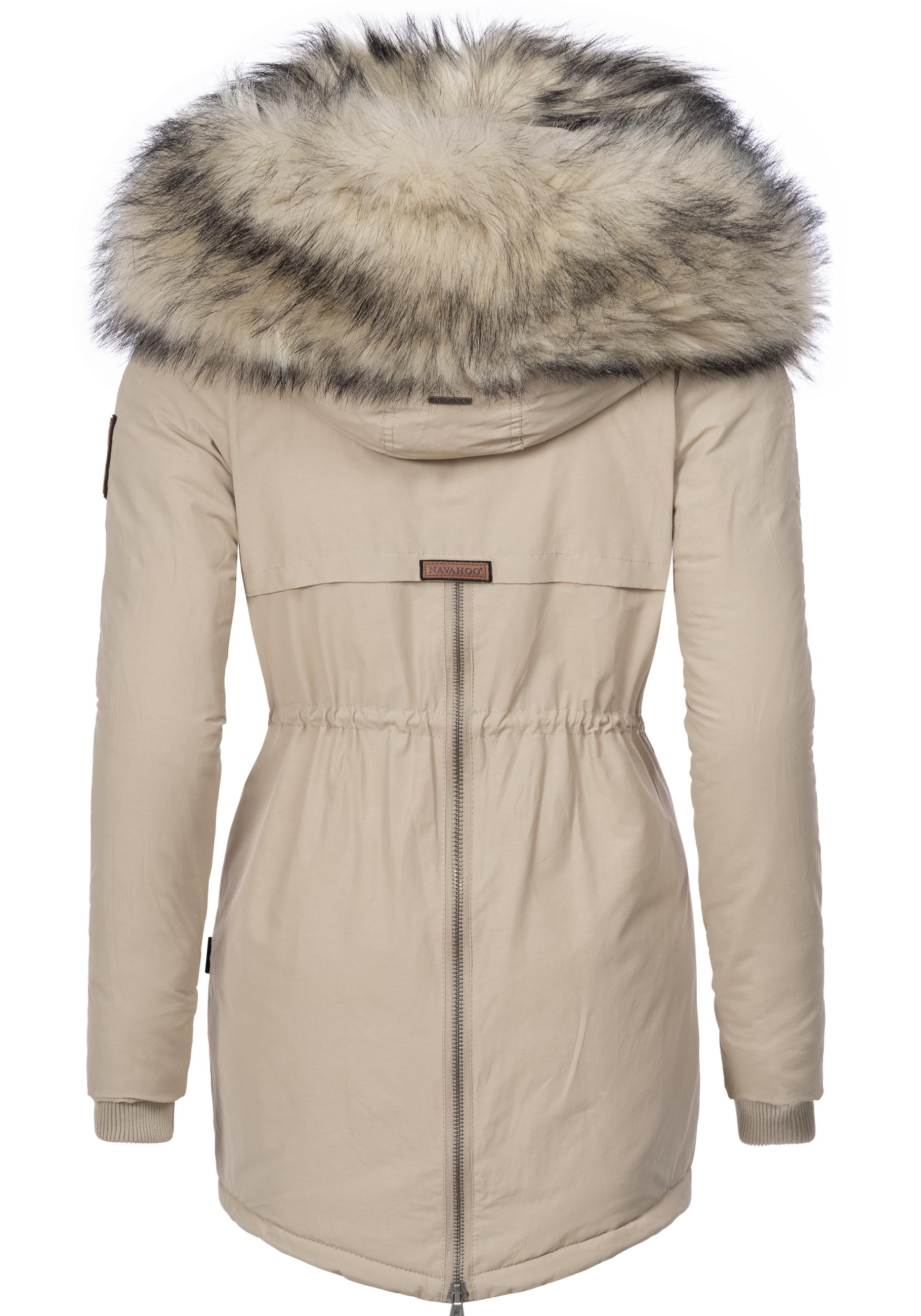 Navahoo Wintermantel »Sweety«, Winterparka mit 2 Kunstpelz-Kapuzen