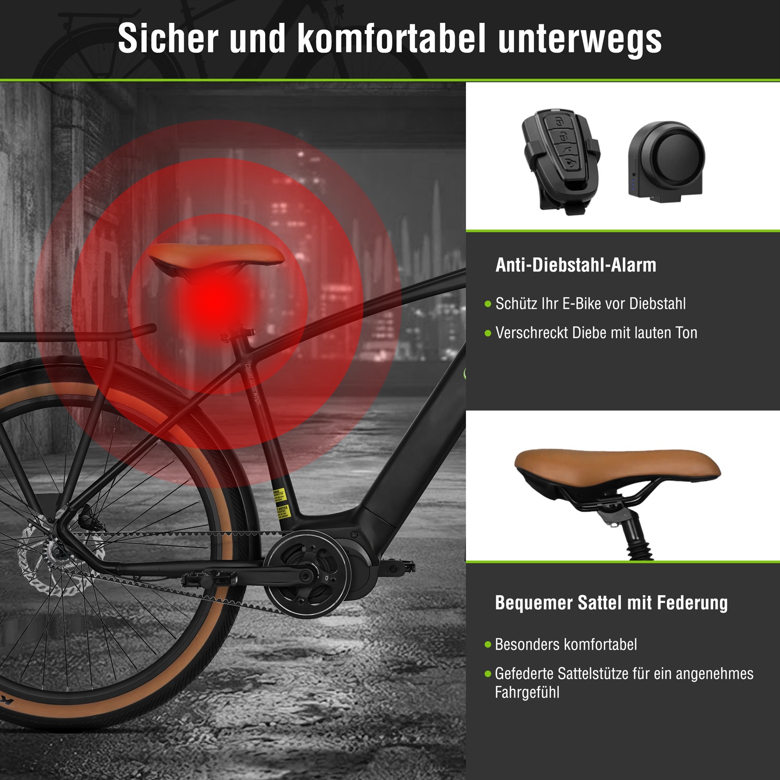 SachsenRad »S8R Centro Riemenantrieb mit Alarmanlage« 1 Gang ohne Schaltung Mittelmotor 250 W