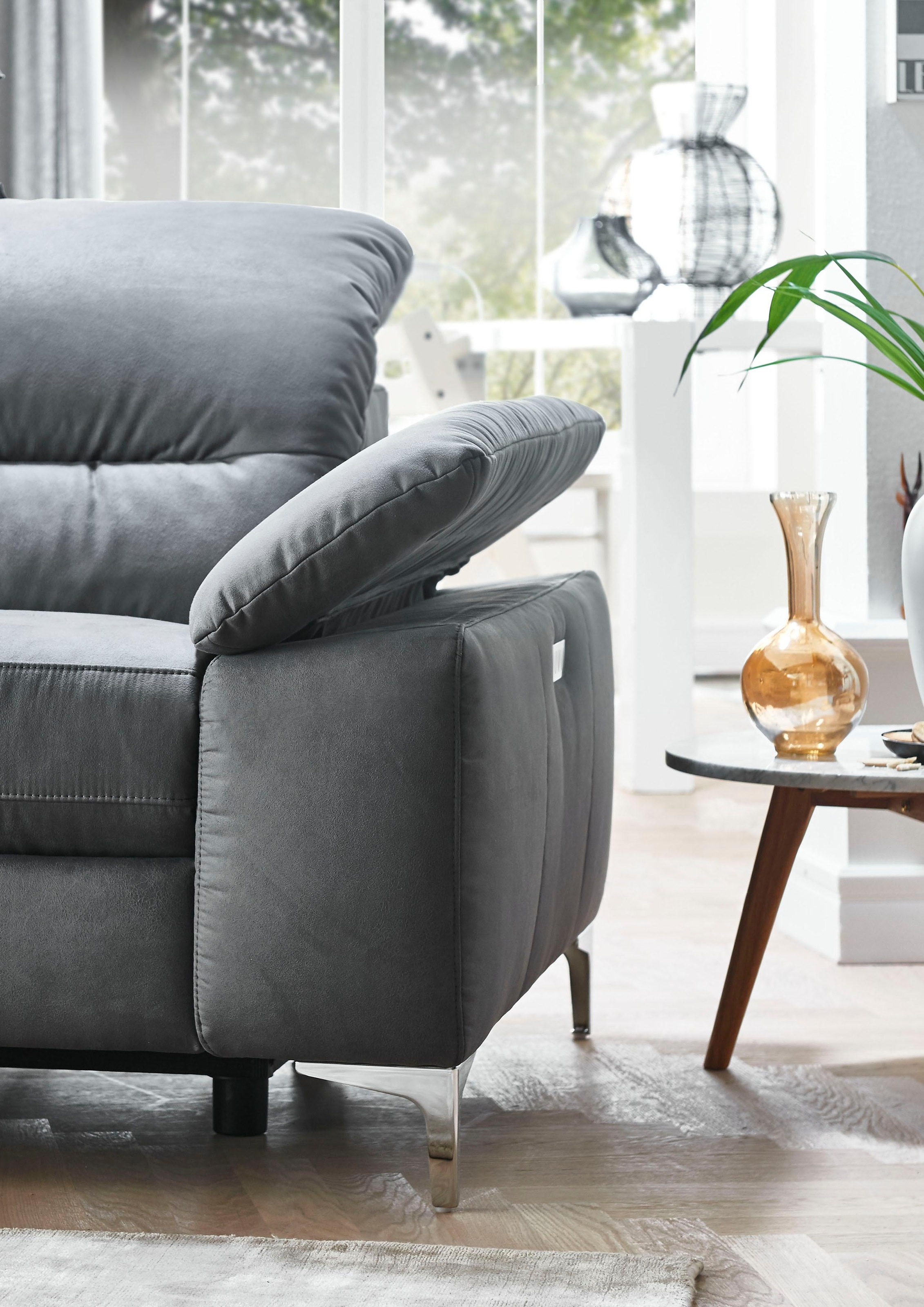Places of Style Ecksofa »Basel L-Form«, mit vollmotorischer Relaxfunktion und motorischer Recamiere