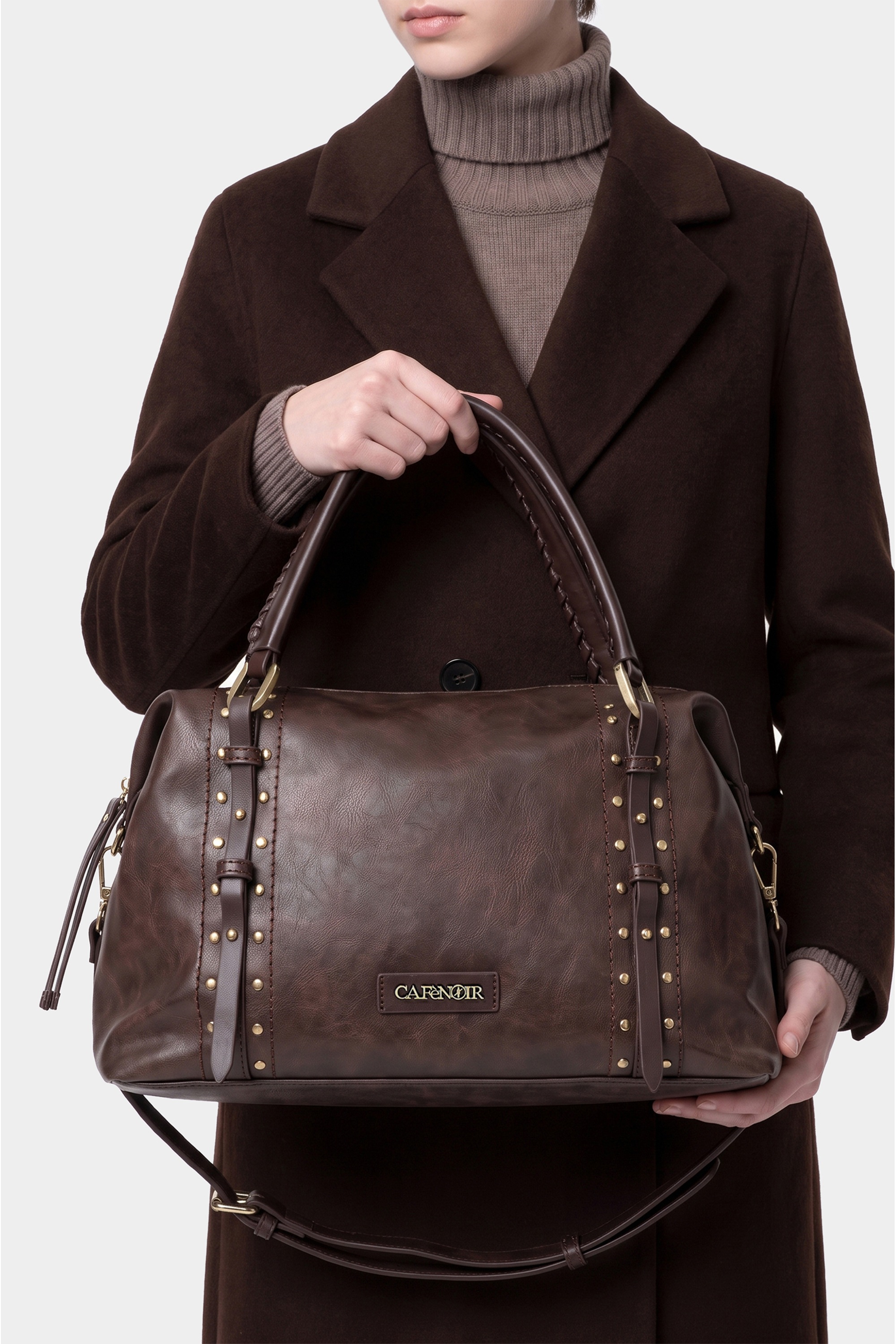 CAFèNoir Tragetasche »SHOPPER WITH STUDS C3NL1138 Damen« Tragetasche Damen, Shopper, Einkaufstasche, Fashion, Lifestyle, Sale