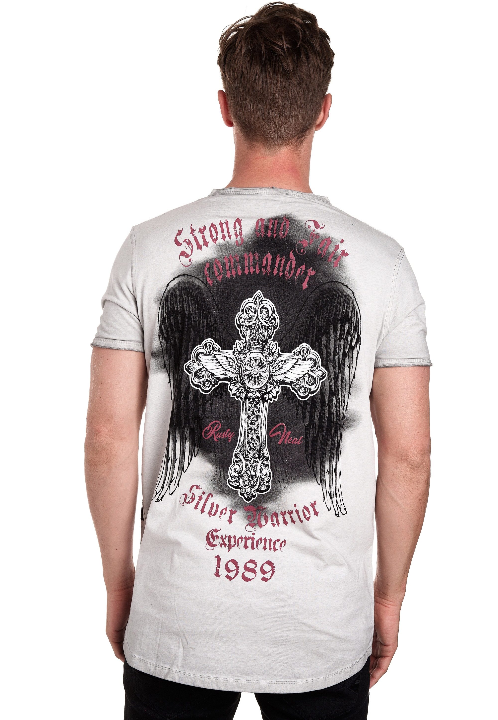 Rusty Neal T-Shirt, mit modischer Knopfleiste
