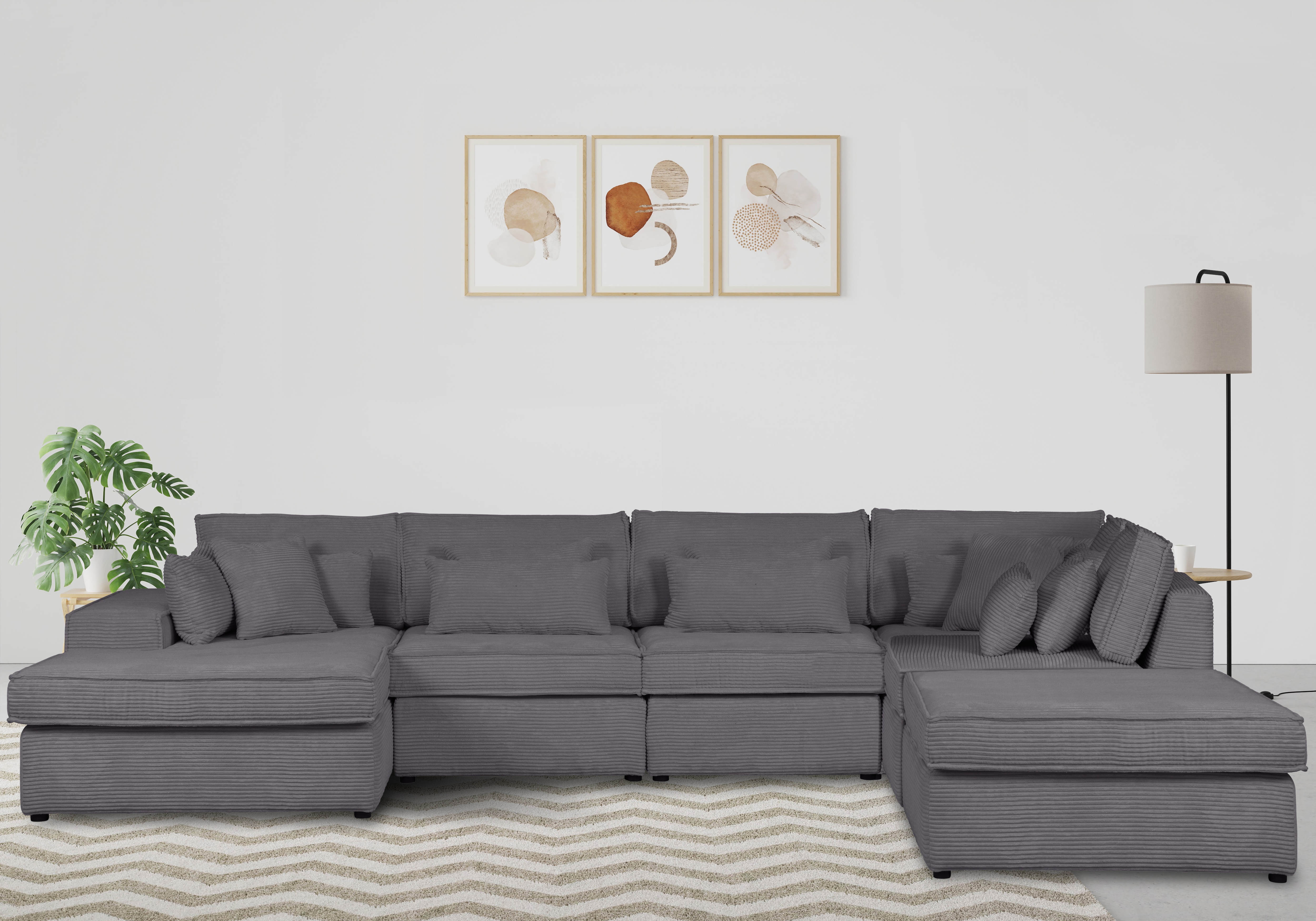 OTTO home Wohnlandschaft "Florid U-Form" 6 Teile, bestehend aus Modulen, viele Bezugsqualitäten, auch in Cord