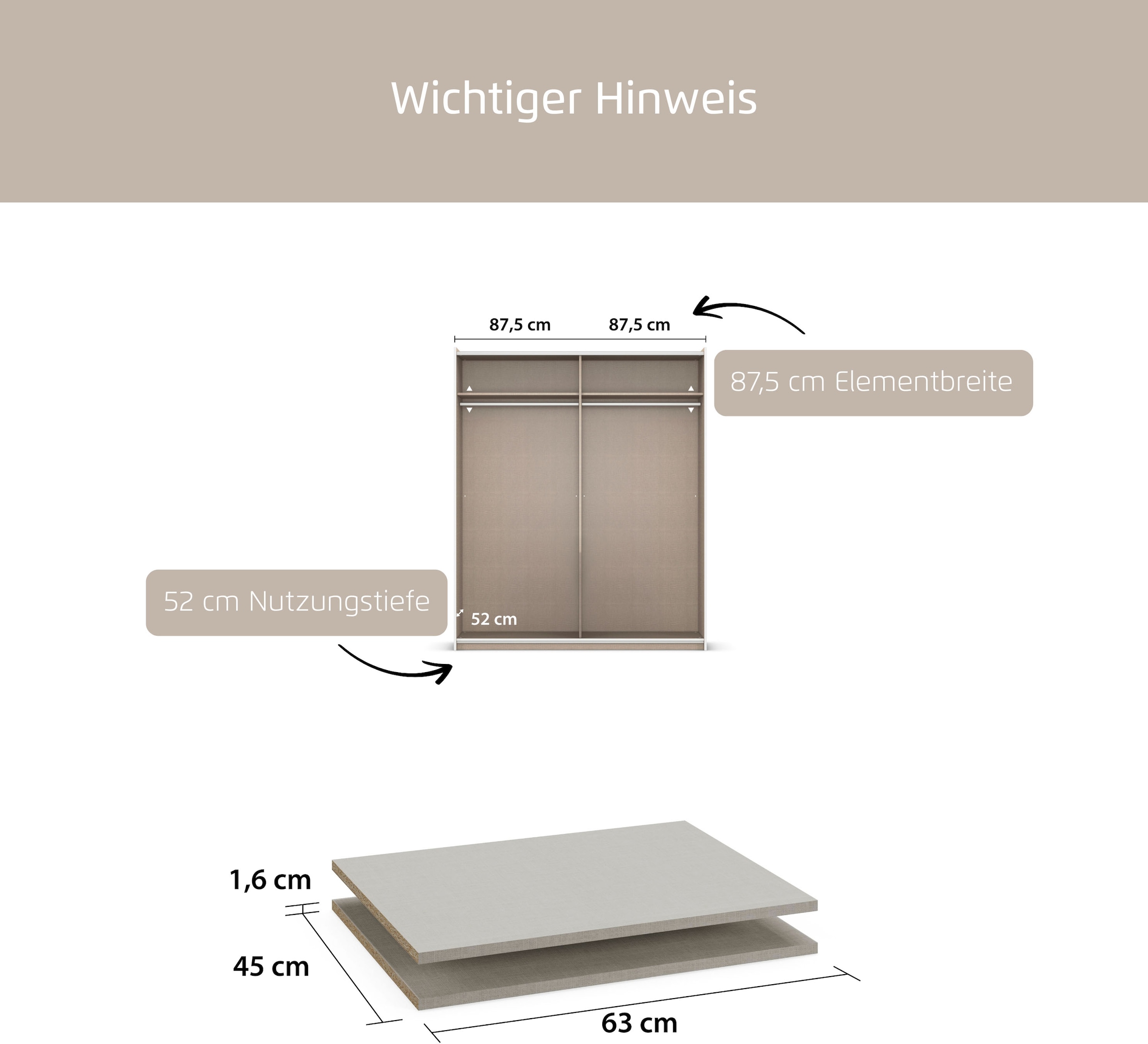 rauch Einlegeboden »Zubehör für Rauch-Schwebetürenschränke BLUE«, 2er-Set Breite 85 cm, Tiefe 45 cm