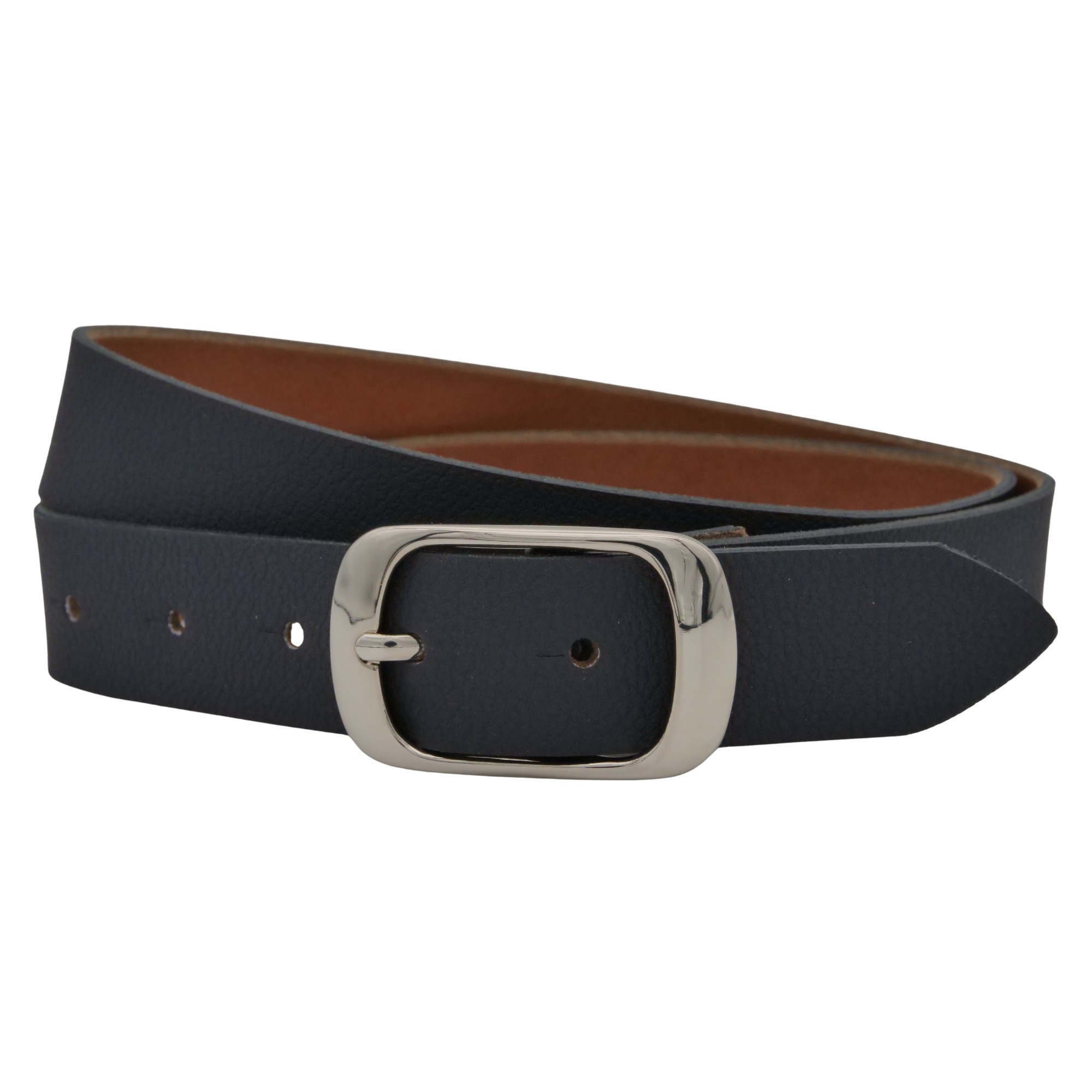 Ledergürtel ANNAMATONI "AnnaMatoni Damen Ledergürtel in hochwertigem Veganem Nappa 3cm", Damen, Gr. TW75 - 90cm Gesamtlänge, marine 490, 100% Leder, Gürtel Ledergürtel