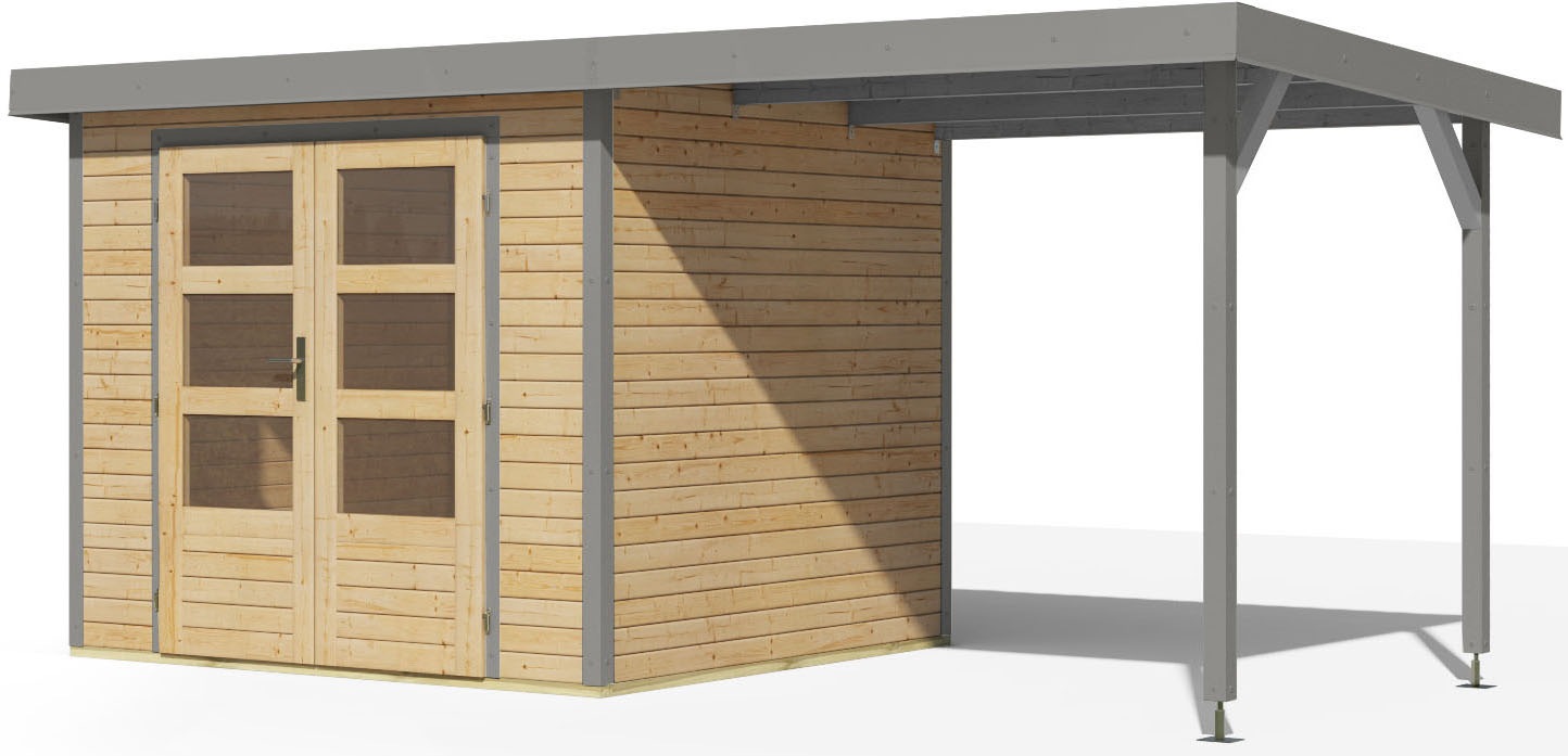 Karibu Gartenhaus »Jupiterino 3A, in verschiedenen Farben« inkl. Anbaudach