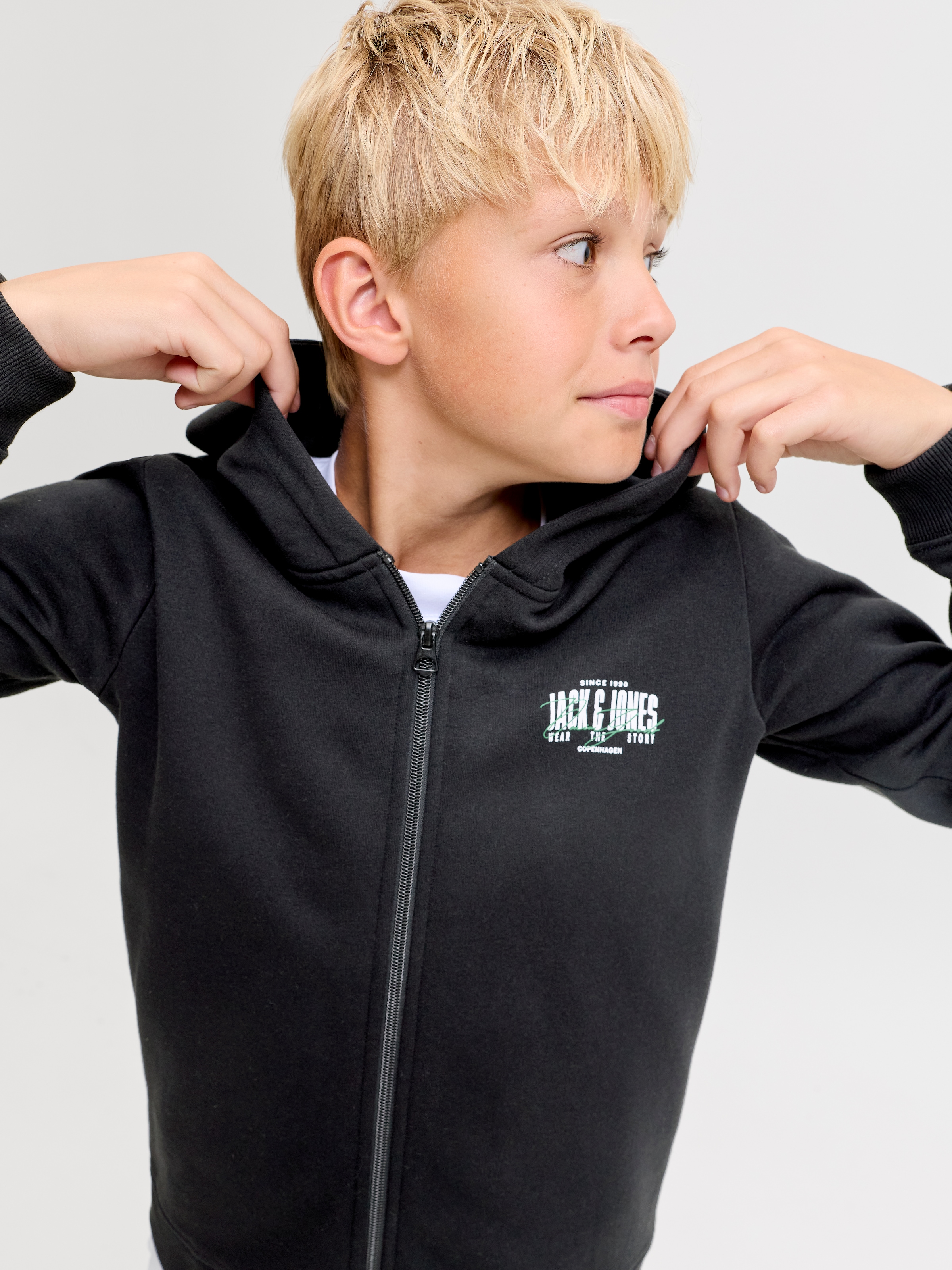Jack & Jones Junior Kapuzensweatjacke »JJAERO SWEAT ZIP HOOD JNR« Baumwollmischung, regular fit