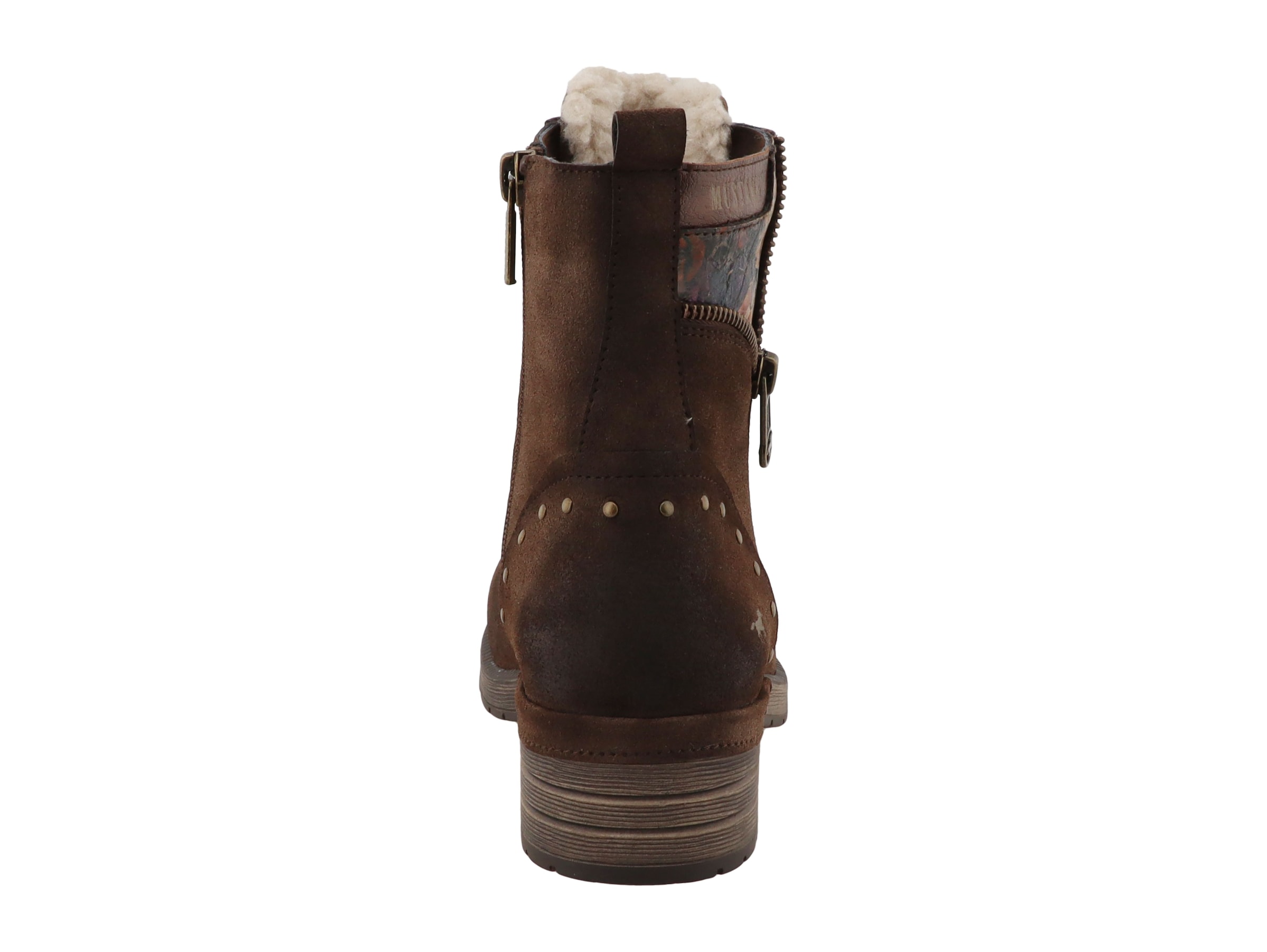 Mustang Shoes Stiefelette »Stiefel«  Blockabsatz, Schnürboots mit Blumen-Kontrastbesatz und Nieten