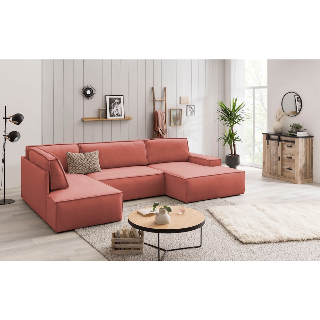 Home affaire Wohnlandschaft »SHERWOOD XXL 329 cm Schlafsofa, U-Form«