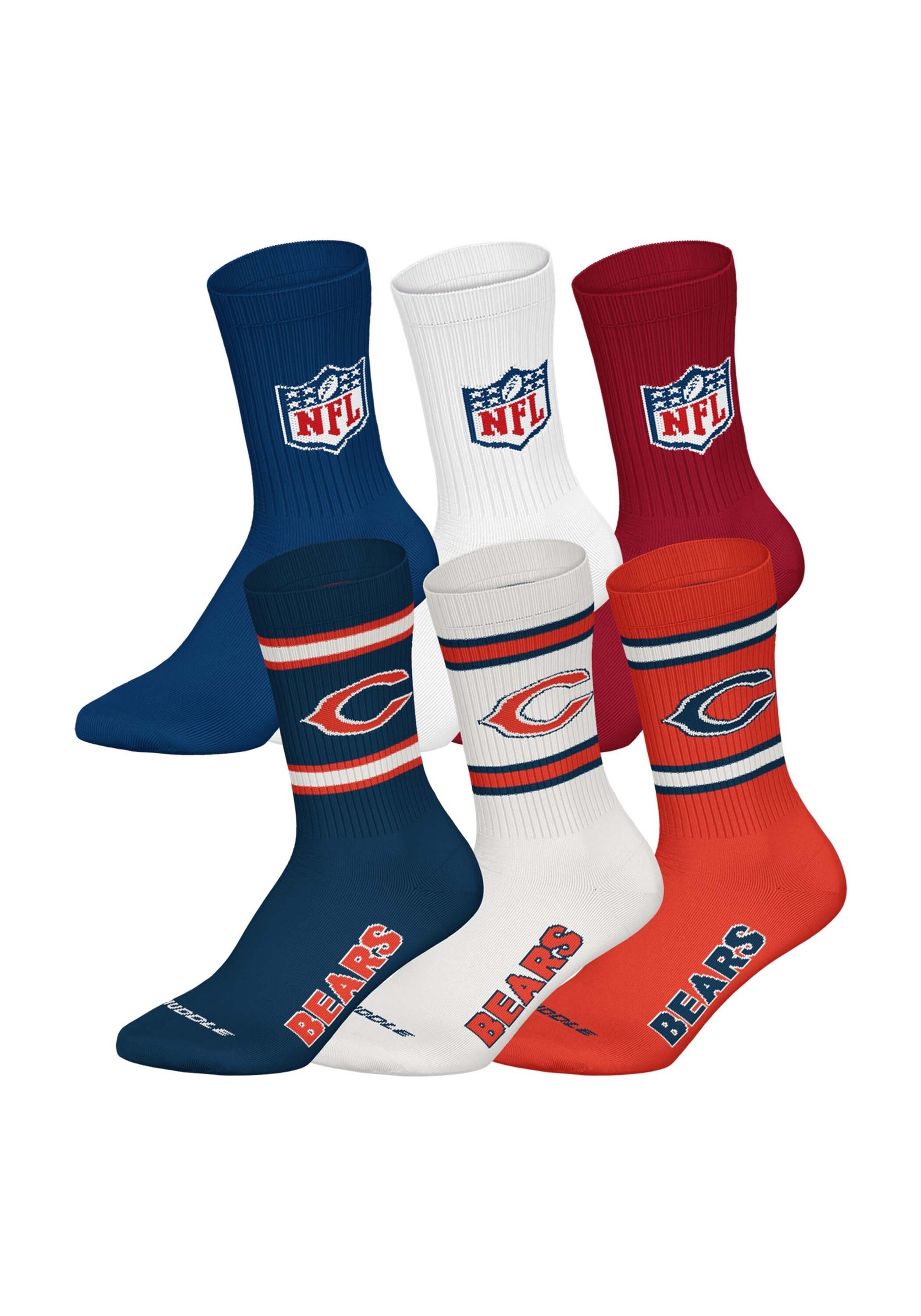 NFL Herren Kurzsocken "Socken NFL 6Pack Crew Socks 6er Pack", Gr. 43, bunt, Obermaterial: 58% Baumwolle CO. 39% Polyester PES. 3% Elasthan EL., Socken
