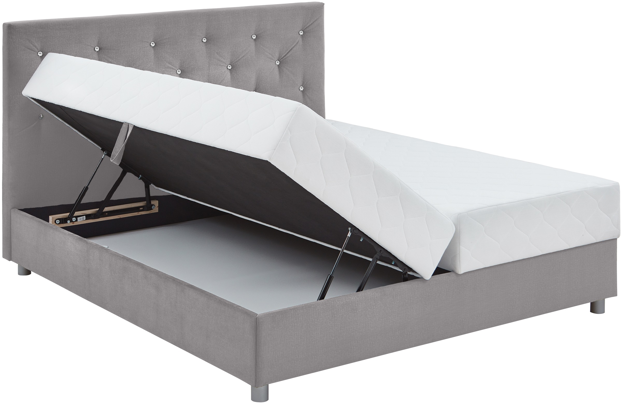 ATLANTIC home collection Boxbett »CELIA im hochwertiger Samtoptik«, mit Taschen-Federkernmatratze, Bettkasten und Strass-Steinen
