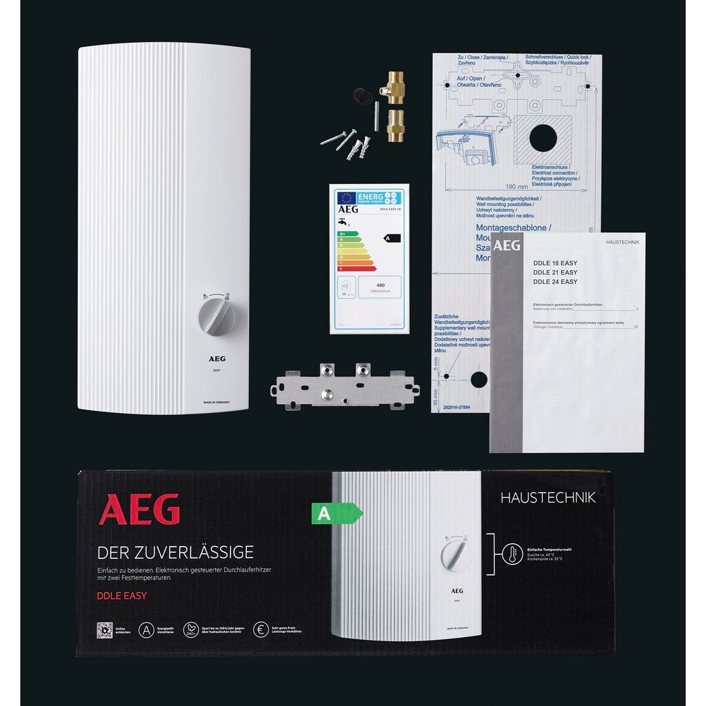 AEG Komfort-Durchlauferhitzer »DDLE EASY 21 kW, guter Warmwasserkomfort«
