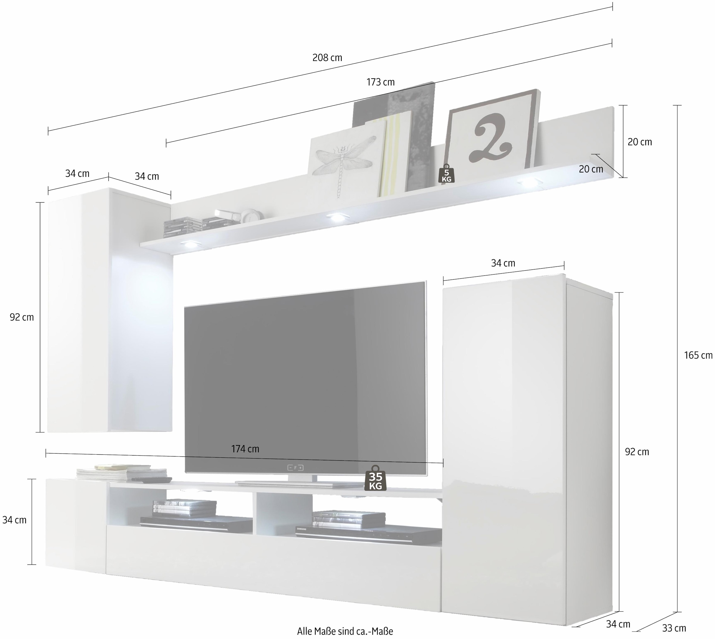 INOSIGN Wohnwand »Gillis«, (Set, 4 St.), Hochglanz-Fronten