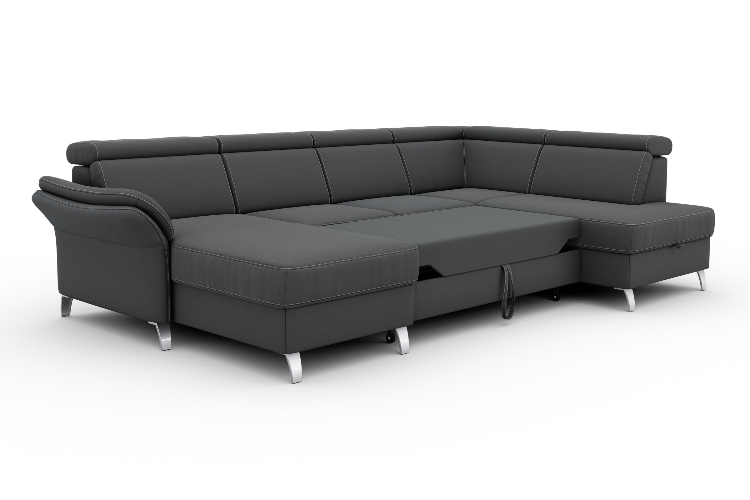sit&more Wohnlandschaft »Vincenzo U-Form«, inklusive Kopfteilverstellung, wahlweise mit Bettfunktion, Bettkasten
