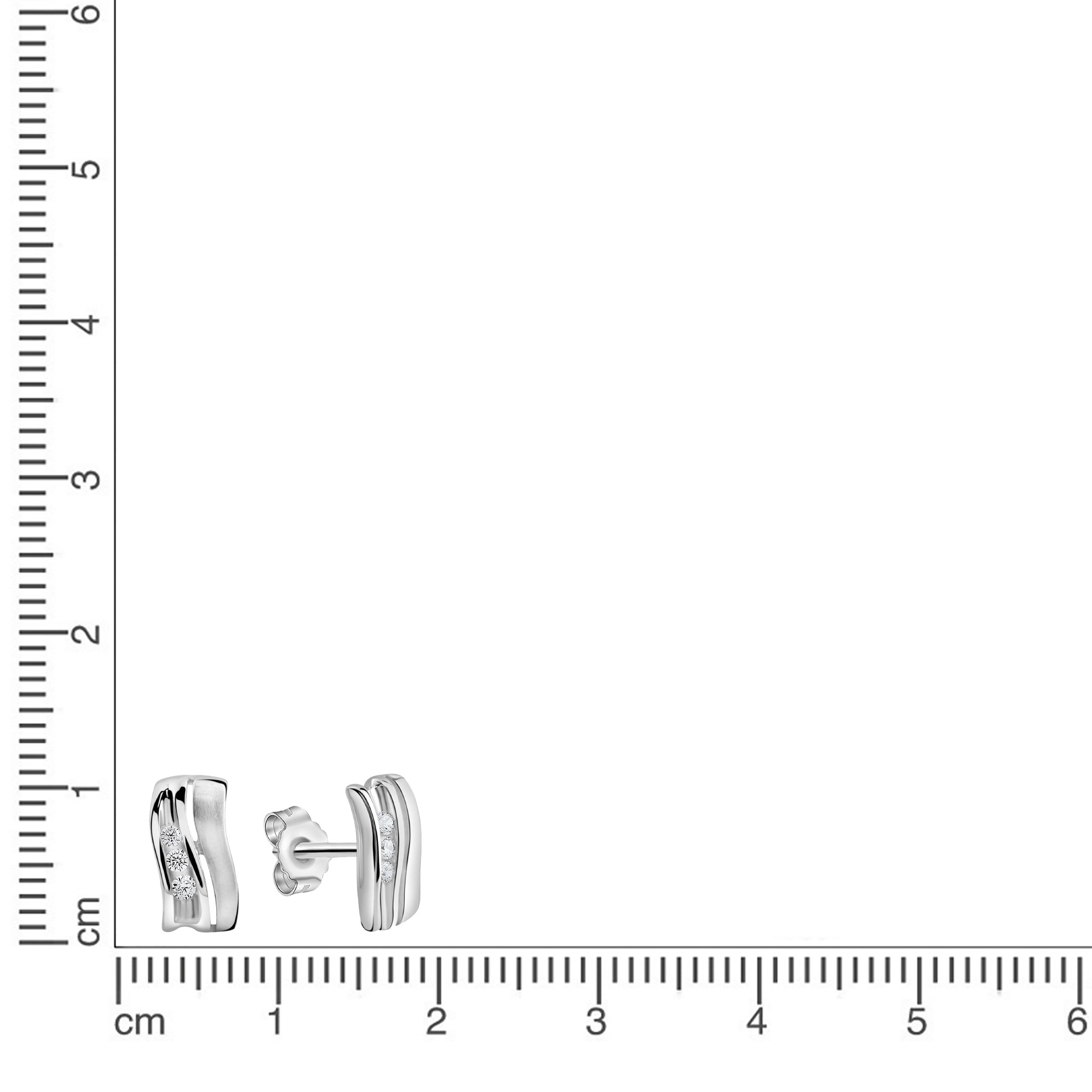Zeeme Paar Ohrstecker »925/- Sterling Silber rhodiniert Zirkonia«