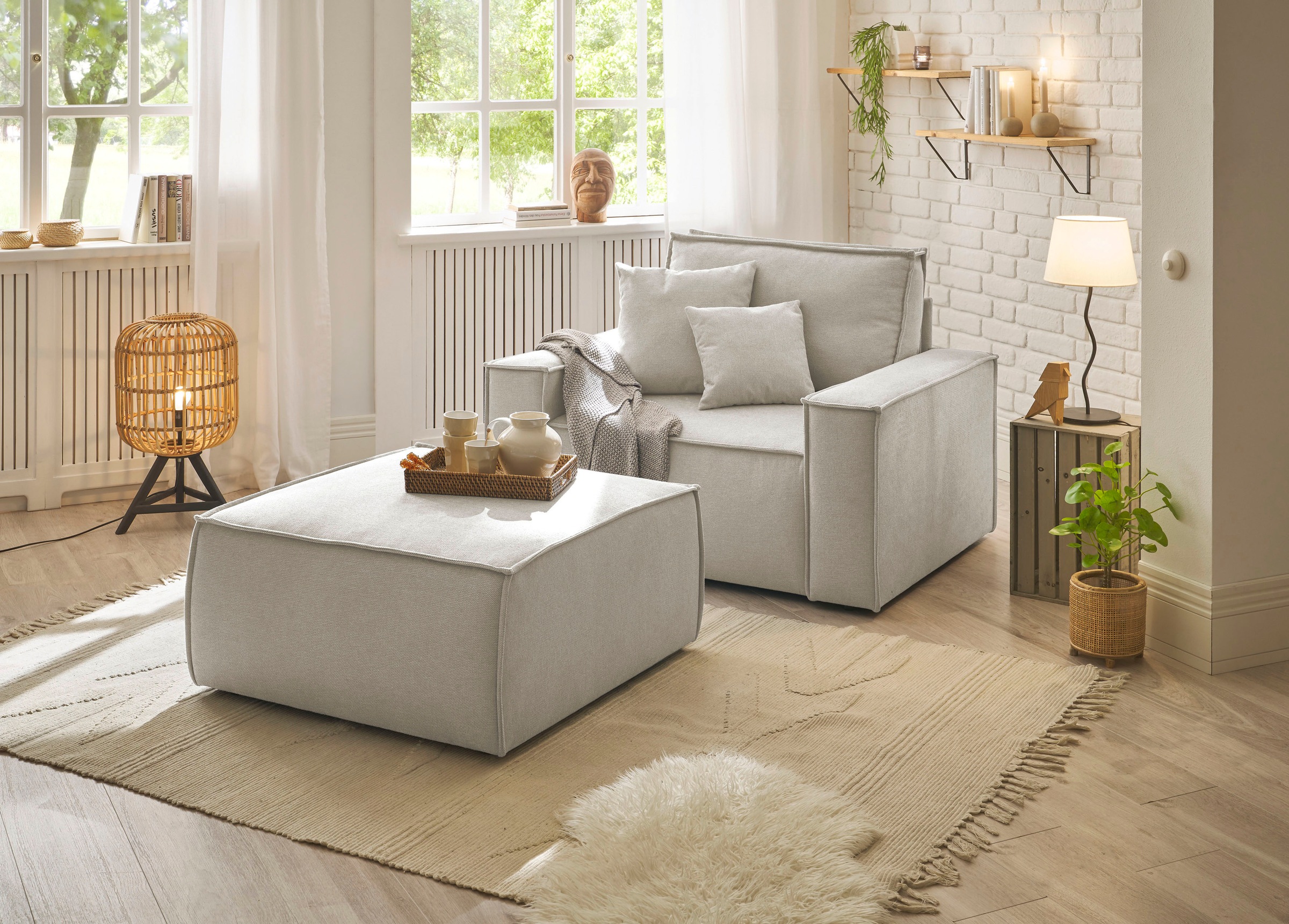 andas Loveseat »Finnley«, (2 St.), Loveseat und Hocker im Set, passend zur Polster-Serie Finnley