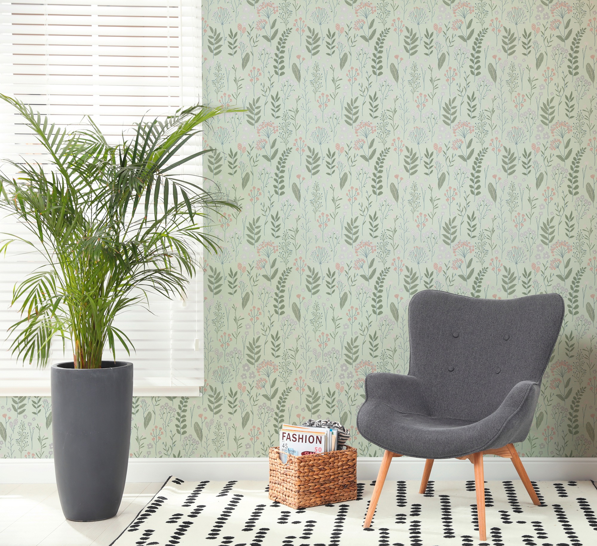 A.S. Création Vliestapete "Attractive 3 – Nordic Floral" floral aufgeschäumt Metallic, glänzend