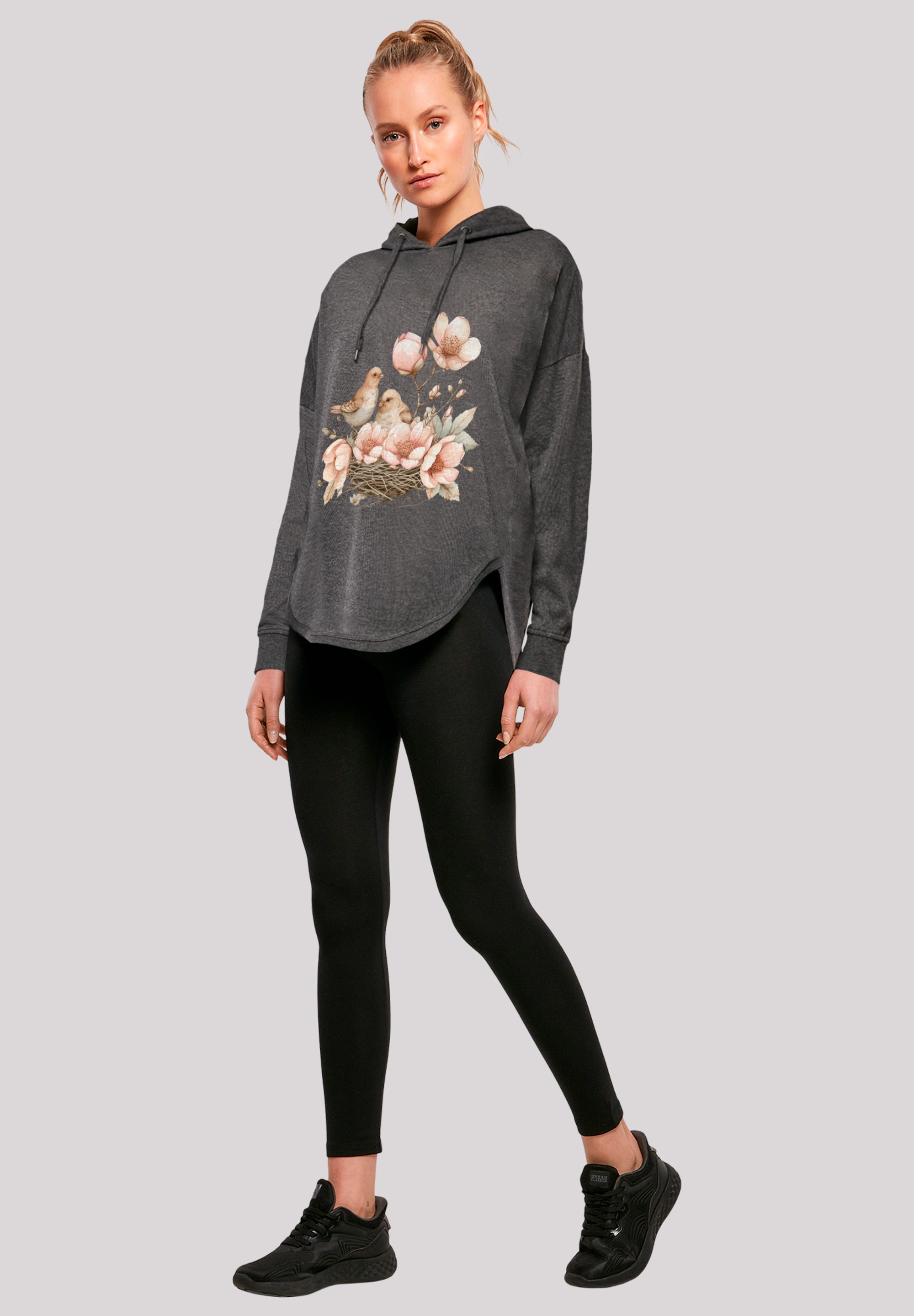 F4NT4STIC Kapuzenpullover »Vogelnest Blumen«, Premium Qualität