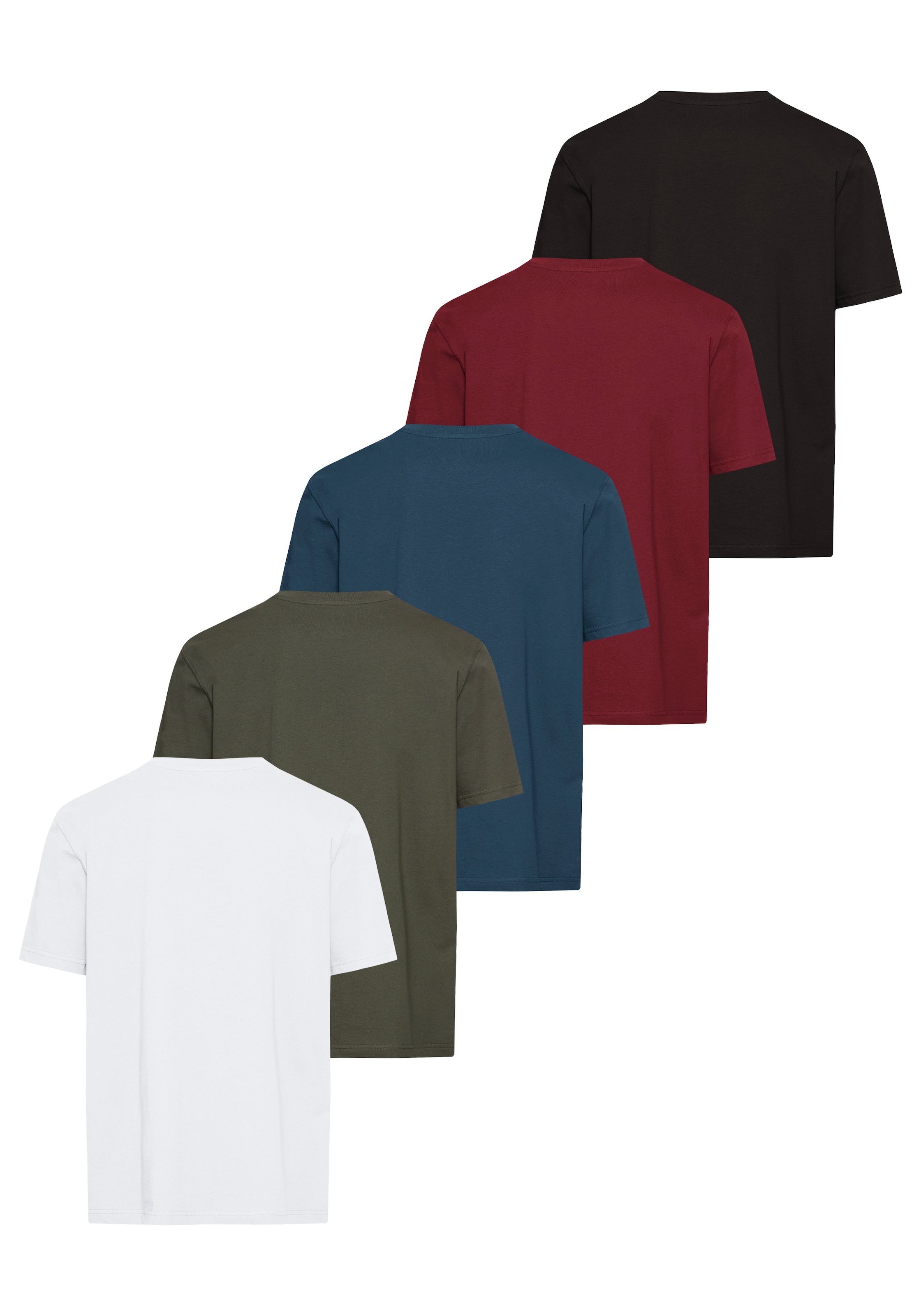 Man's World Rundhalsshirt, (5er-Pack), Kurzarm, Regular Fit, unifarben, Rundhals, aus Baumwolle