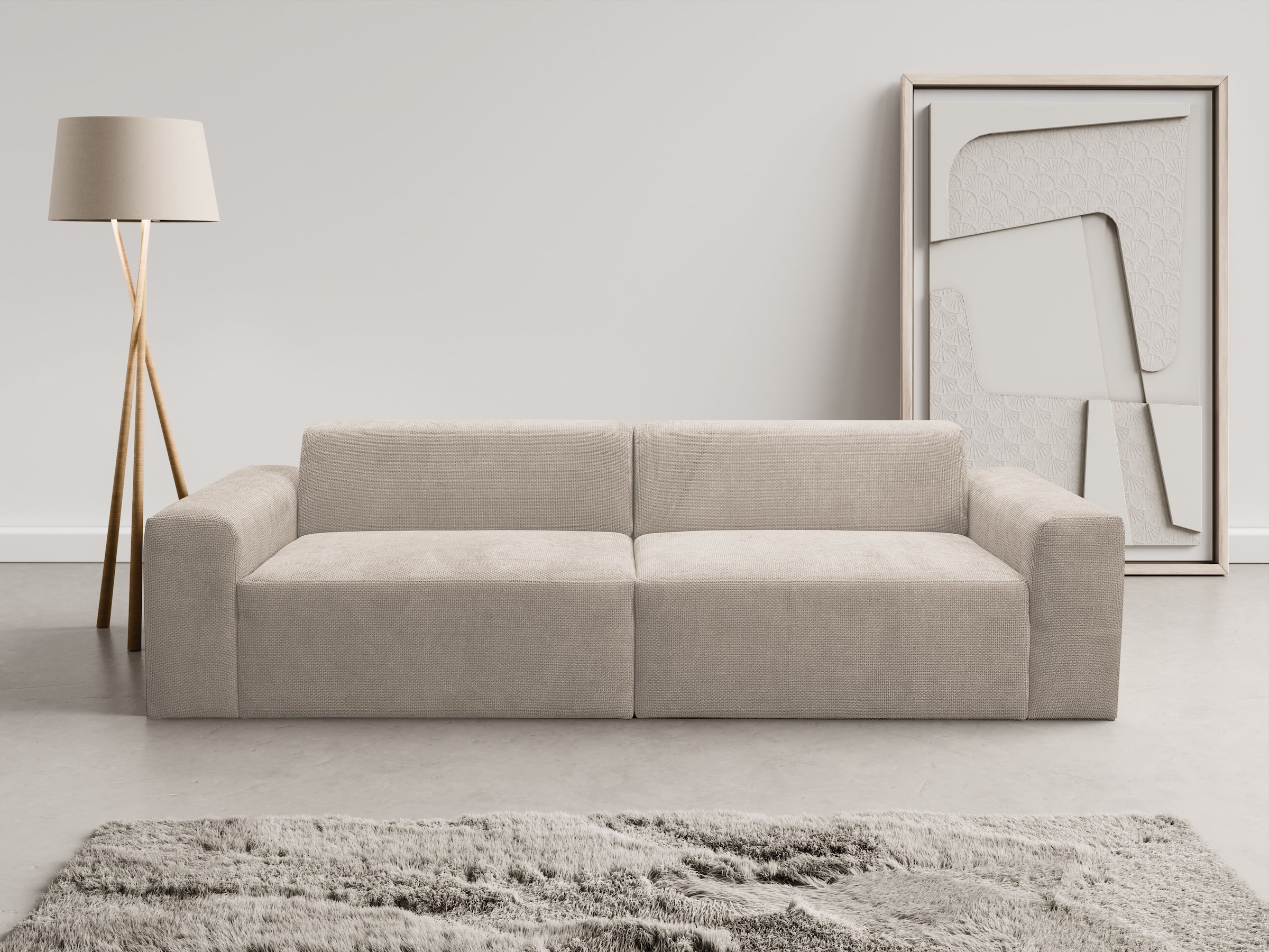 WERK2 Sofa "Zeus 3-Sitzer 256 cm breit, 105 cm tief, Big-Sofa, modern & bequem" Curvy Trend 3-Sitzer mit urbaner Optik