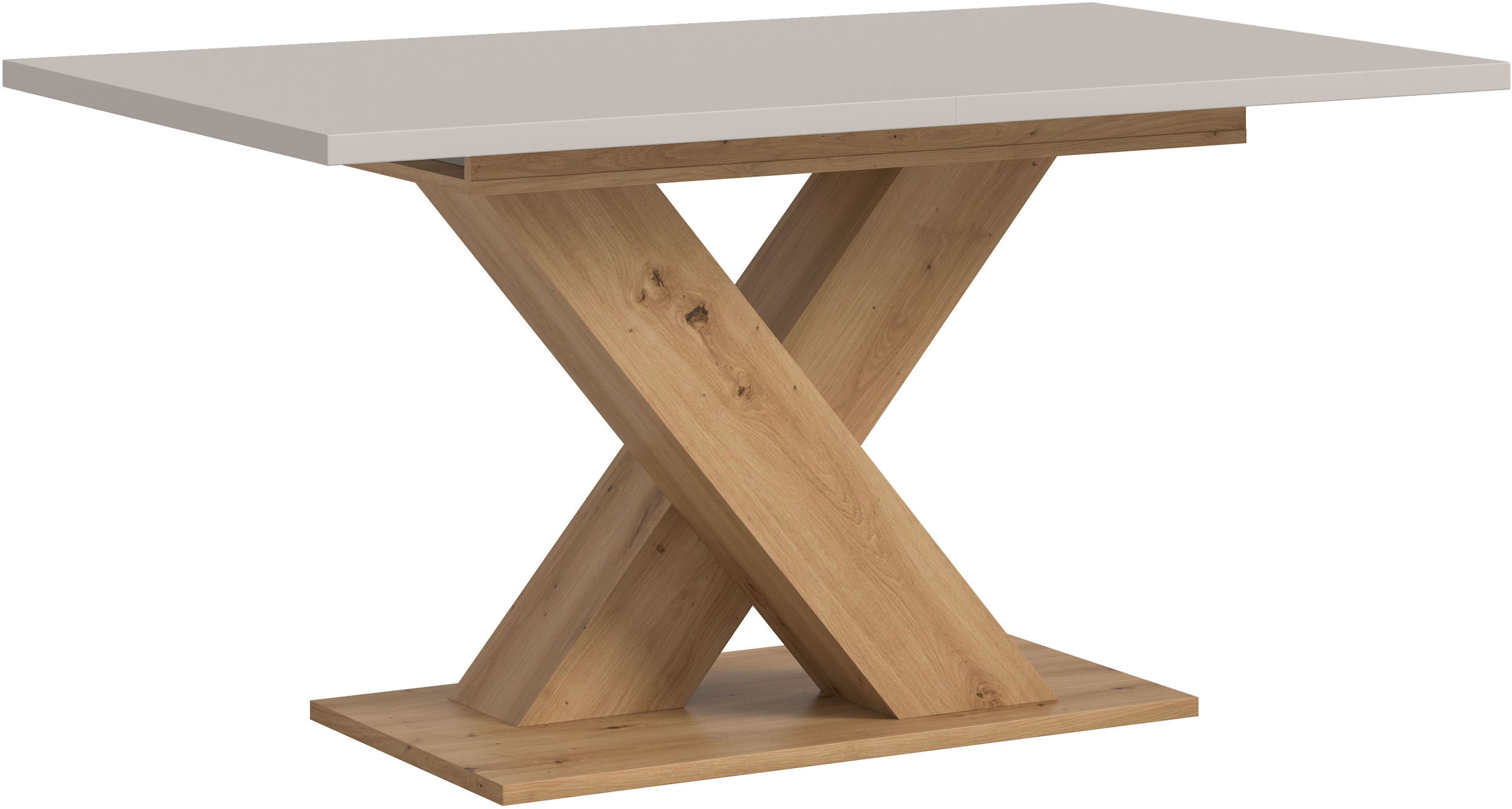 Home affaire Esstisch "Motus, ausziehbar 150 -190 cm, inklusive 40 cm Einlegeplatte" Set, 1 Stk. tlg. X-Gestell mit Bodenplatte, Tisch, Küchentisch, Esszimmer, Küche
