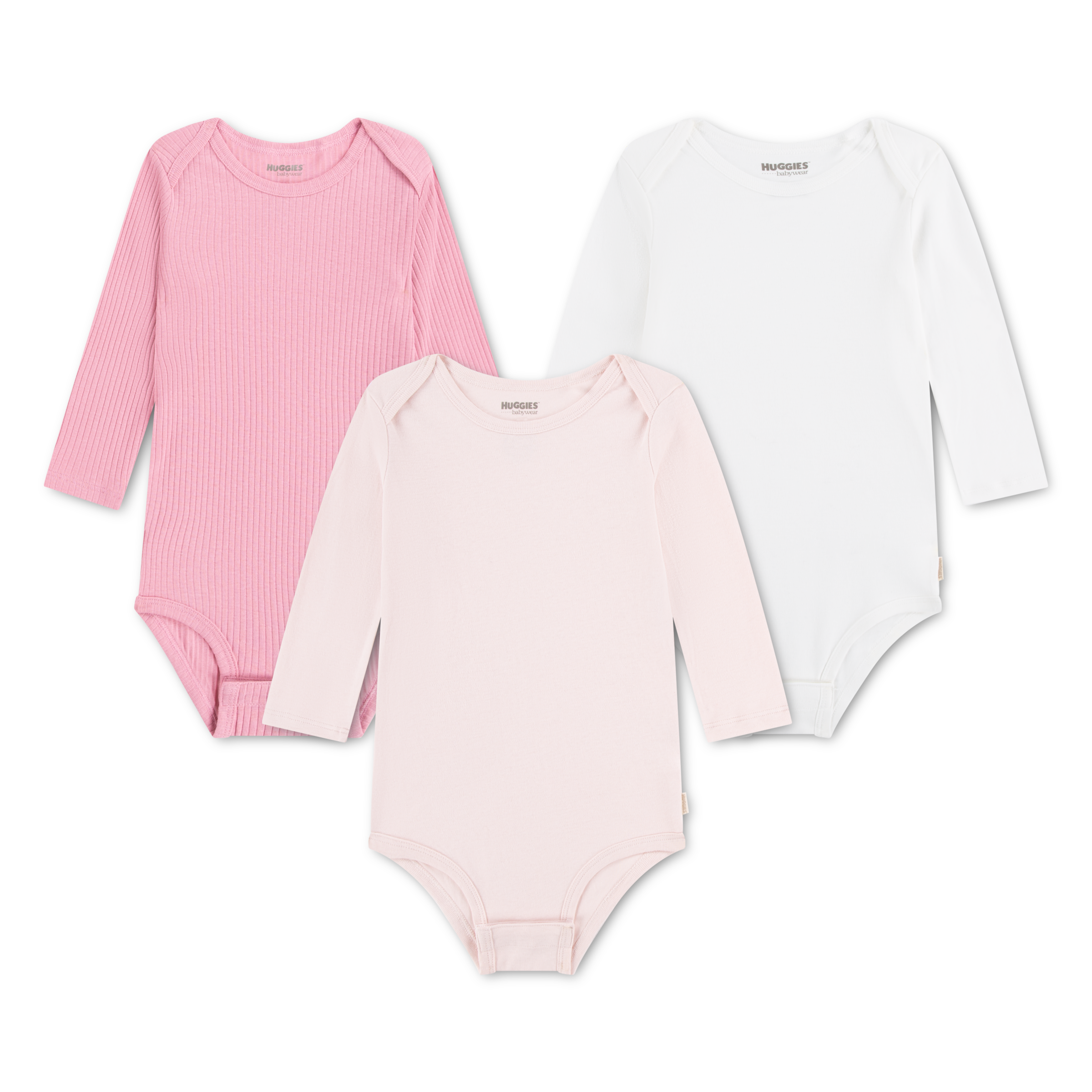 HUGGIES babywear Langarmbody »HUGB 3PK BODYSUIT« Packung, 3 Stk. 3er-Pack, in Ripp-Optik