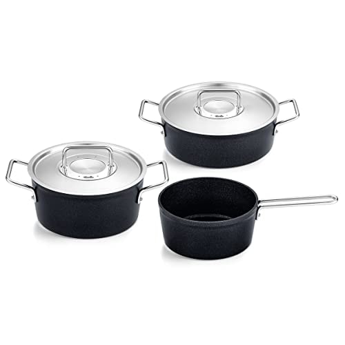 Fissler Topf-Set "Adamant", Aluminium, (Set, 3 tlg., Kochtopf 20 + Bratentopf 24 + Stielkasserolle 18cm oD), Made in Ger