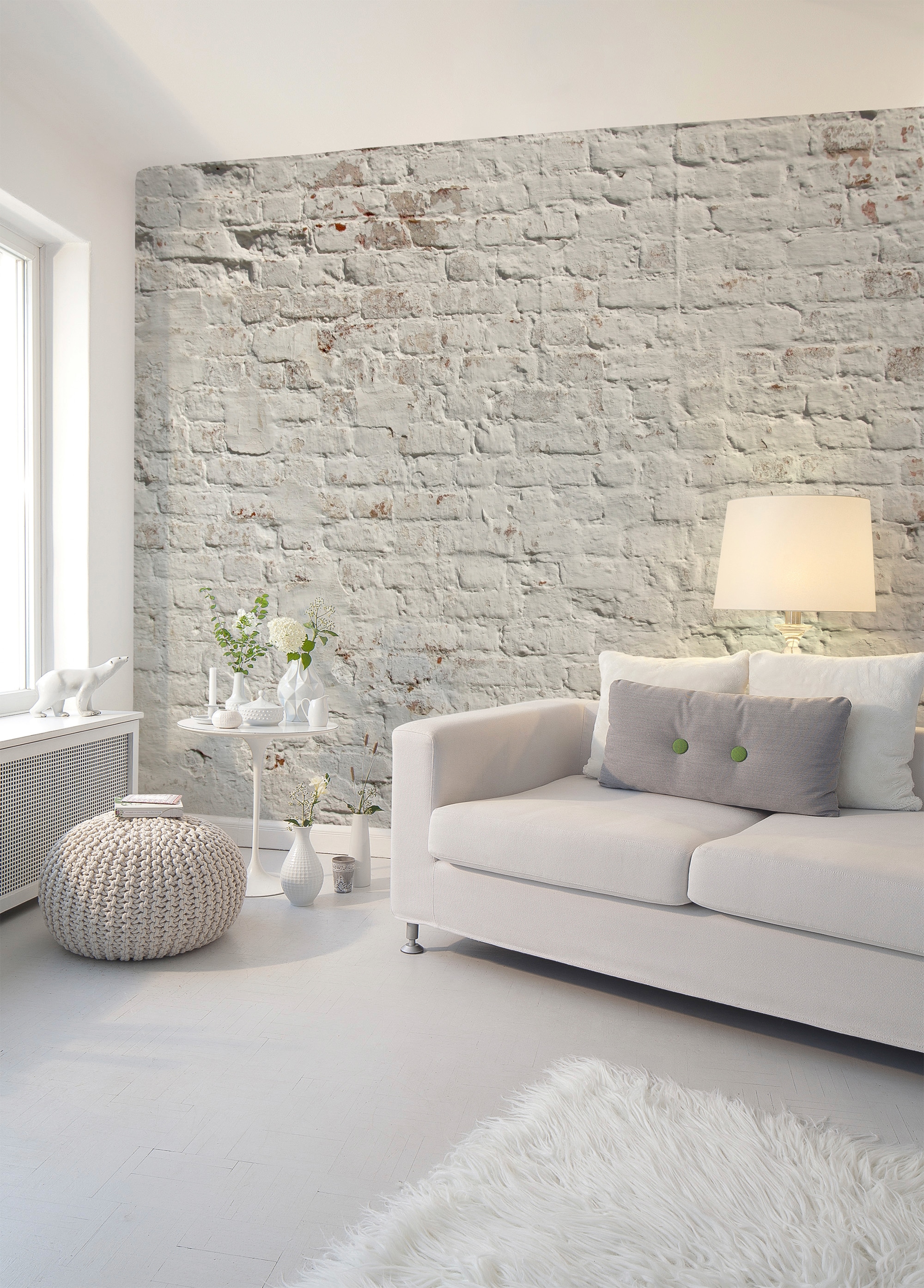 living walls Fototapete »Designwalls Brick White«, Vlies, Wand, Schräge, Decke