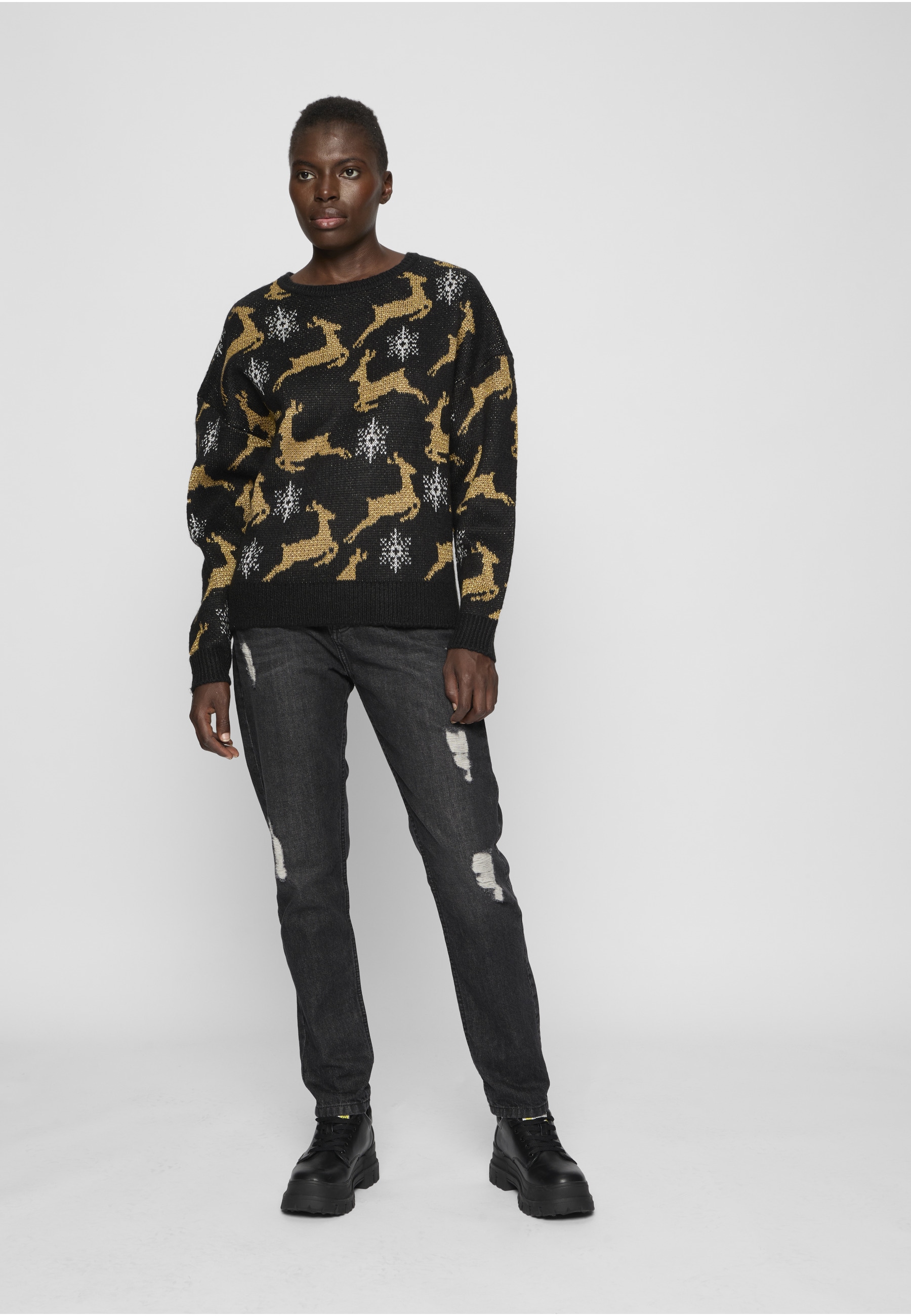 URBAN CLASSICS Rundhalspullover »Urban Classics Damen Ladies Oversized Christmas Sweater« 1 Stk.