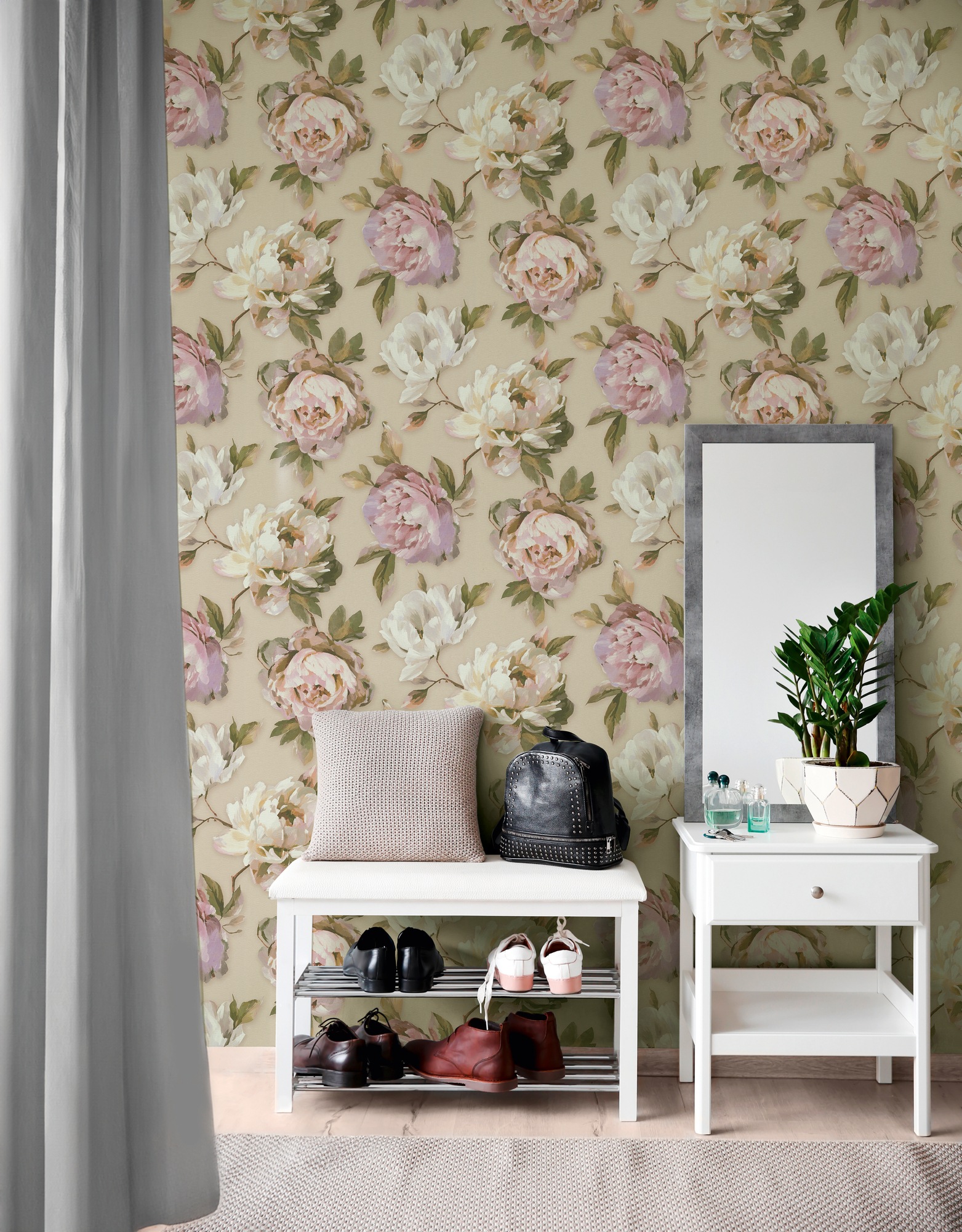 A.S. Création Vliestapete »PintWalls II Blumen-Tapete Mustertapete Rosen Blumen«, matt, Vliestapete Pfingstrosen für Schlafzimmer Küche Wohnzimmer Blumen Flur
