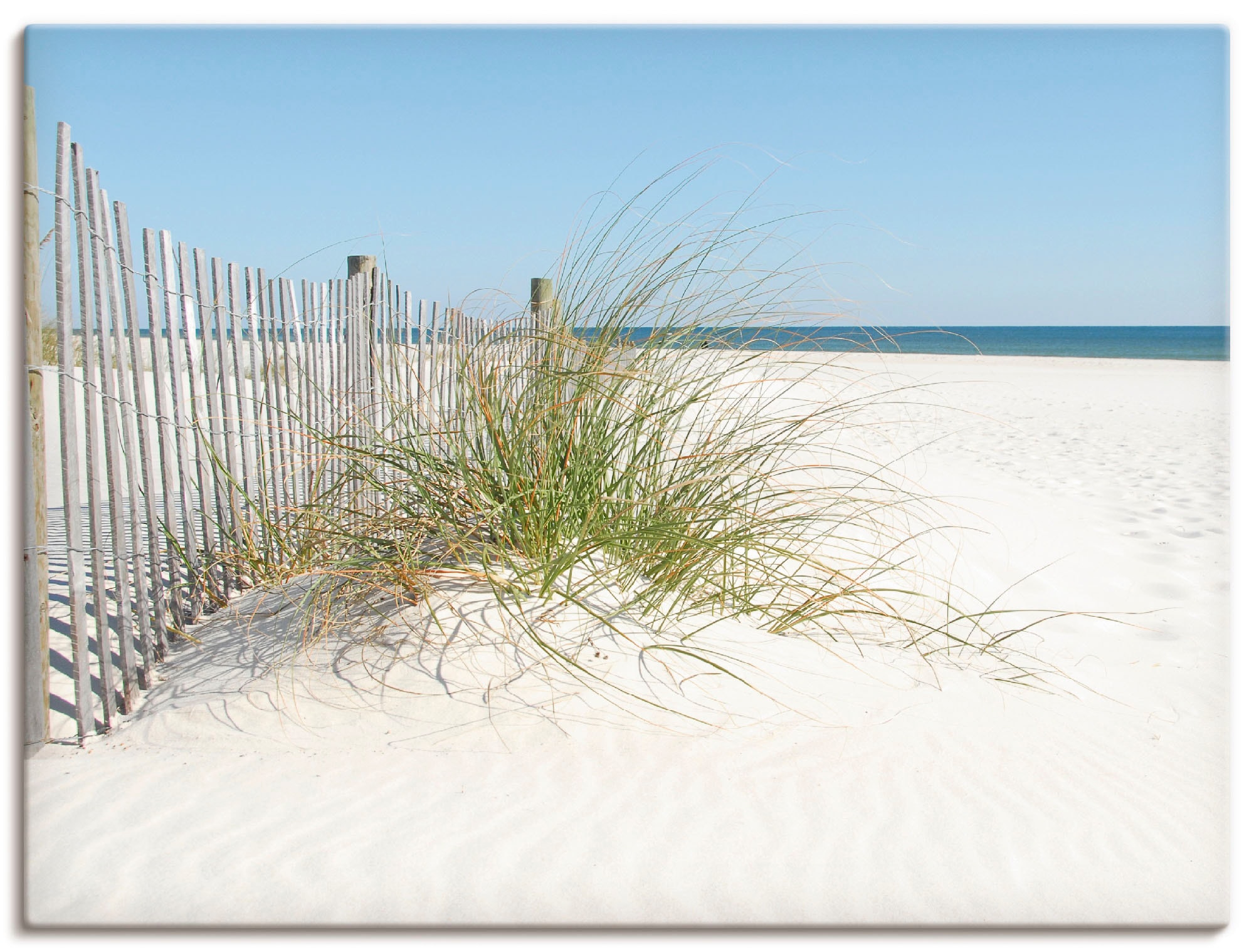 Artland Wandbild "Schöne Sanddüne mit Gräsern und Zaun" Strand 1 Stk. tlg. günstig online kaufen