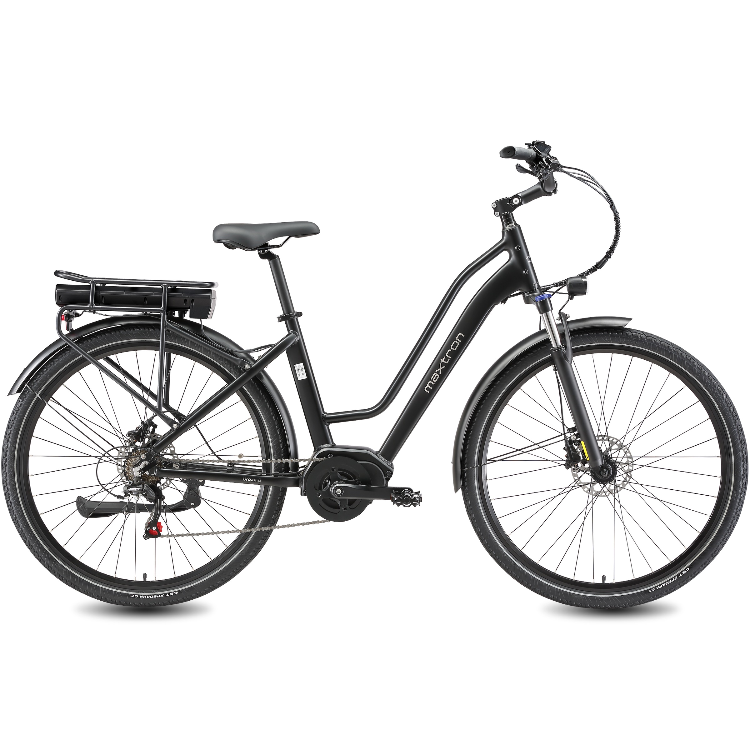 Maxtron "Maxtron Urban 8 City-E-Bike 28 Zoll" 7 Gang Shimano Kettenschaltung Mittelmotor 250 W (mit integr. Akku), Elektrofahrrad für Alltag und Einkauf