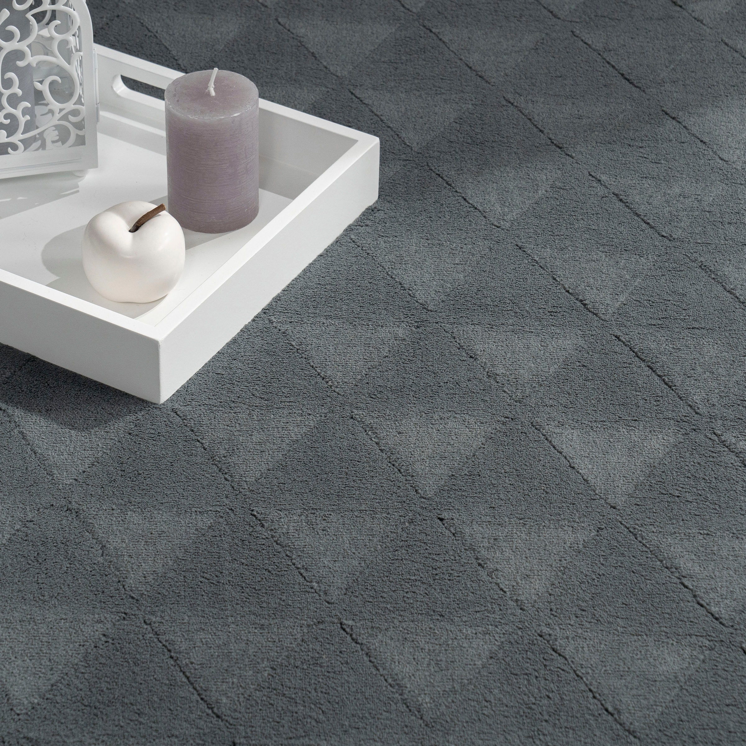 Paco Home Teppich »Haarlem 942«, rechteckig, 10 mm Höhe, Kurzflor, Uni Farben, Hoch-Tief Effekt, geometrisch, weich & kuschelig