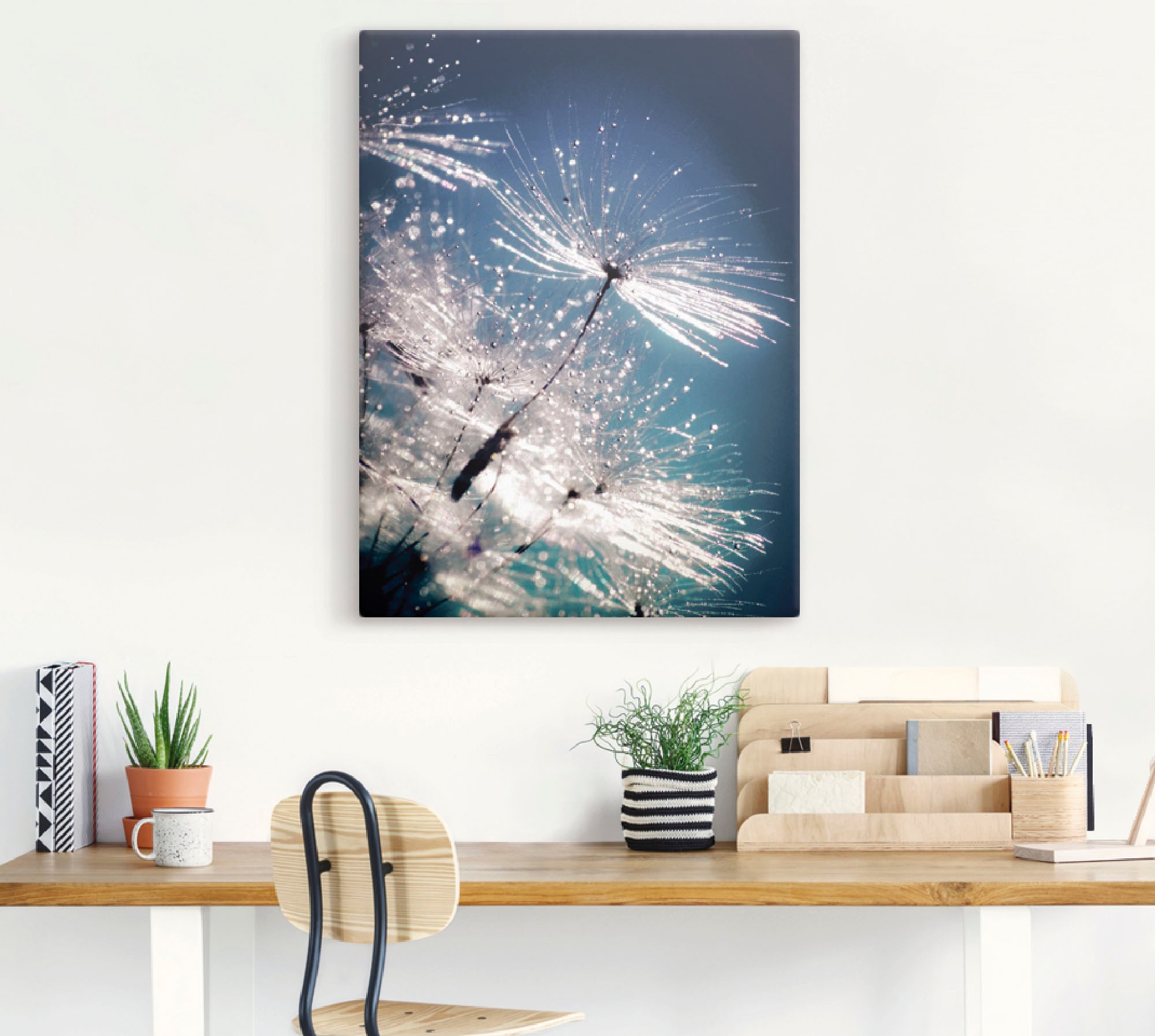 Artland Wandbild »Pusteblume Kristallschirmchen«, Blumen, (1 St.), auf Keilrahmen gespannt