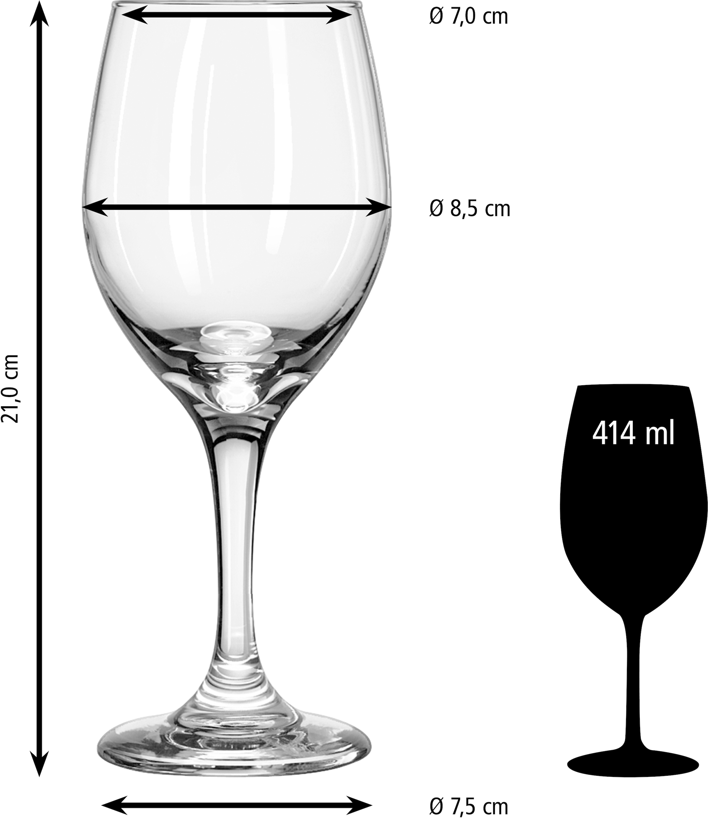 LIBBEY Gläser-Set »Goblet Glas -PERCEPTION-, 414 ml, Ø 8,5 cm, H: 21 cm, 12er Set«, (Set, 12 tlg.), hochwertig verarbeitet, im modernen Design