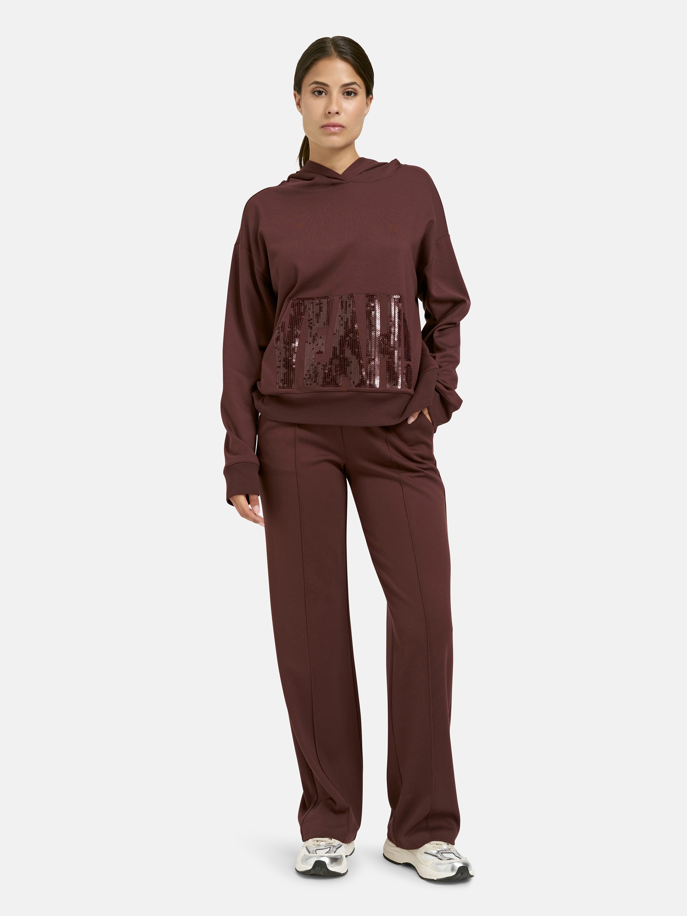 Milano Italy Kapuzensweatshirt mit Pailletten-Schriftzug