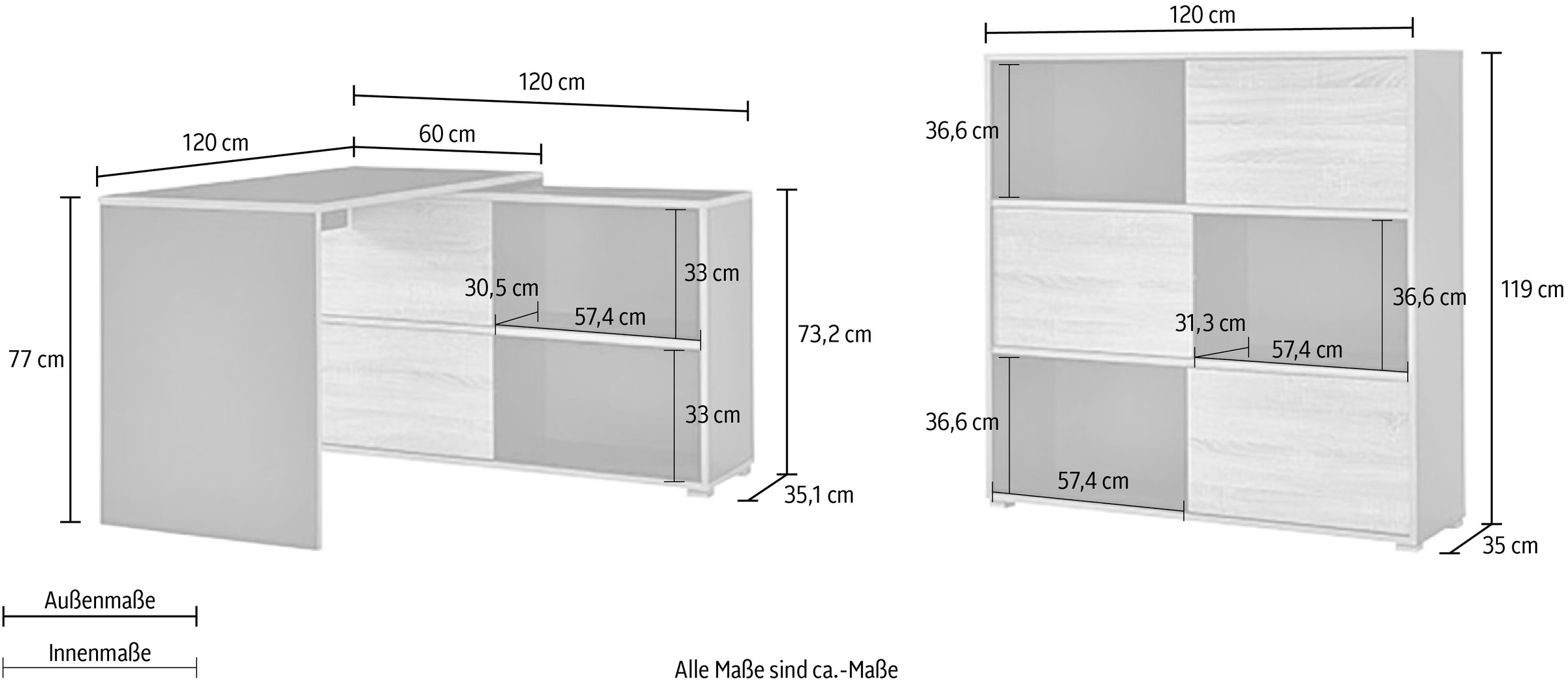 GERMANIA Büromöbel-Set »Slide«, (Set, 2 tlg.)