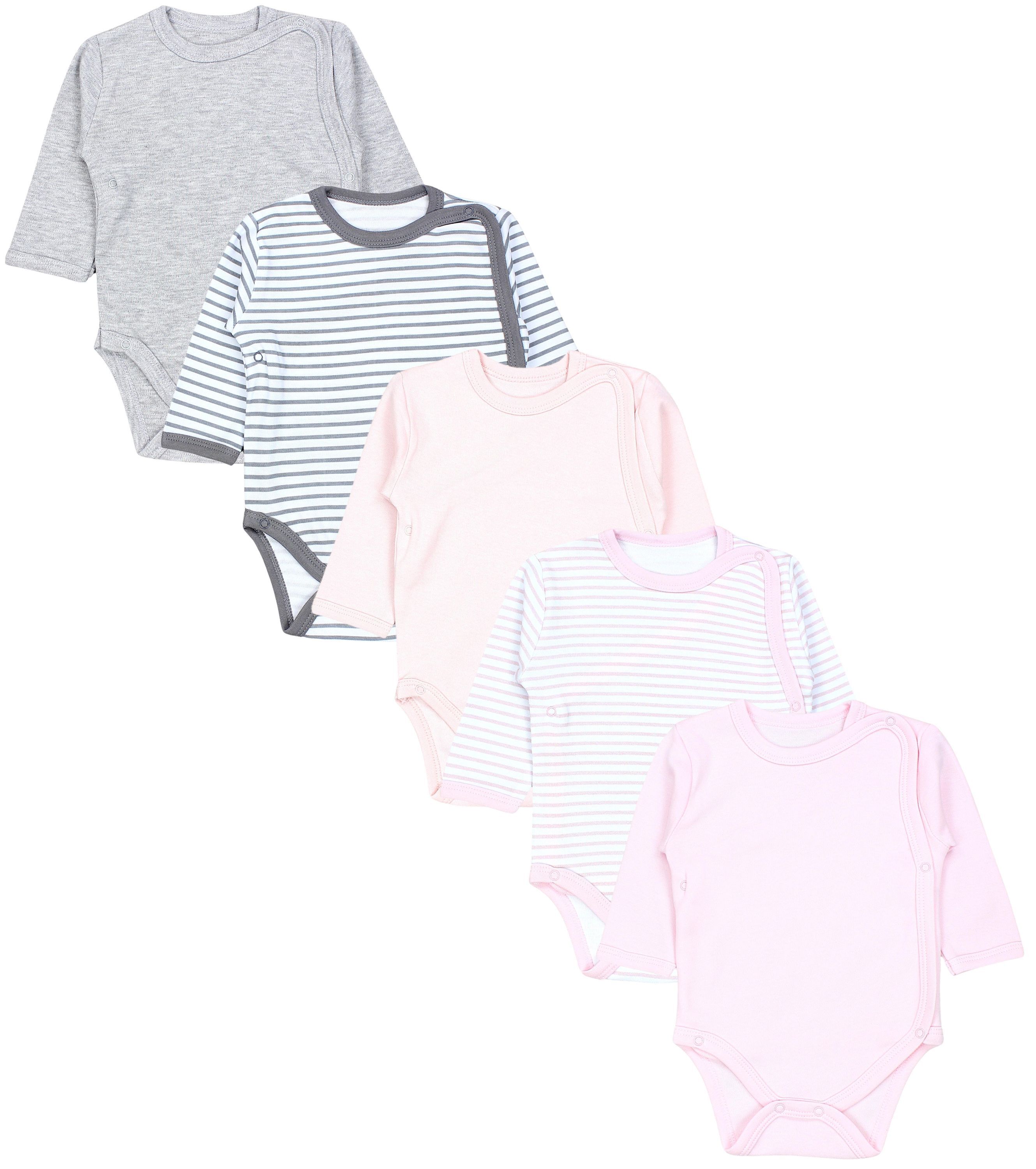 TupTam Langarmwickelbody "Wickelbody Baby Langarm Wickelbody im 5er Set"