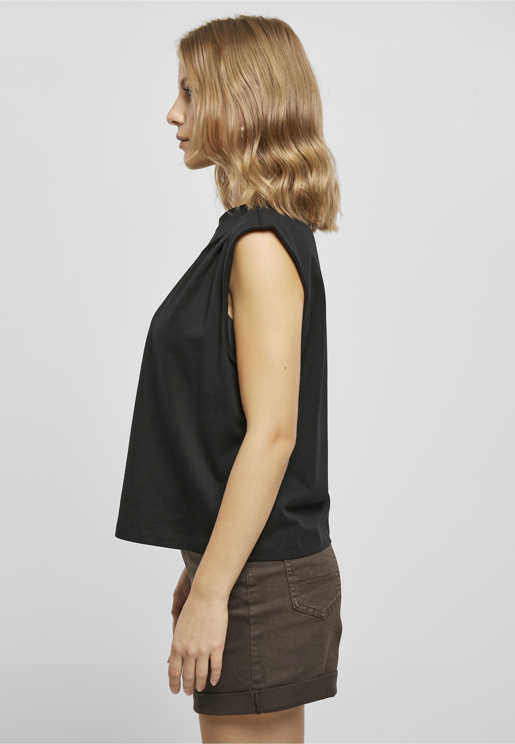 URBAN CLASSICS T-Shirt »Urban Classics Damen Ladies Organic Heavy Pleated Shoulder Top« 1 Stk.