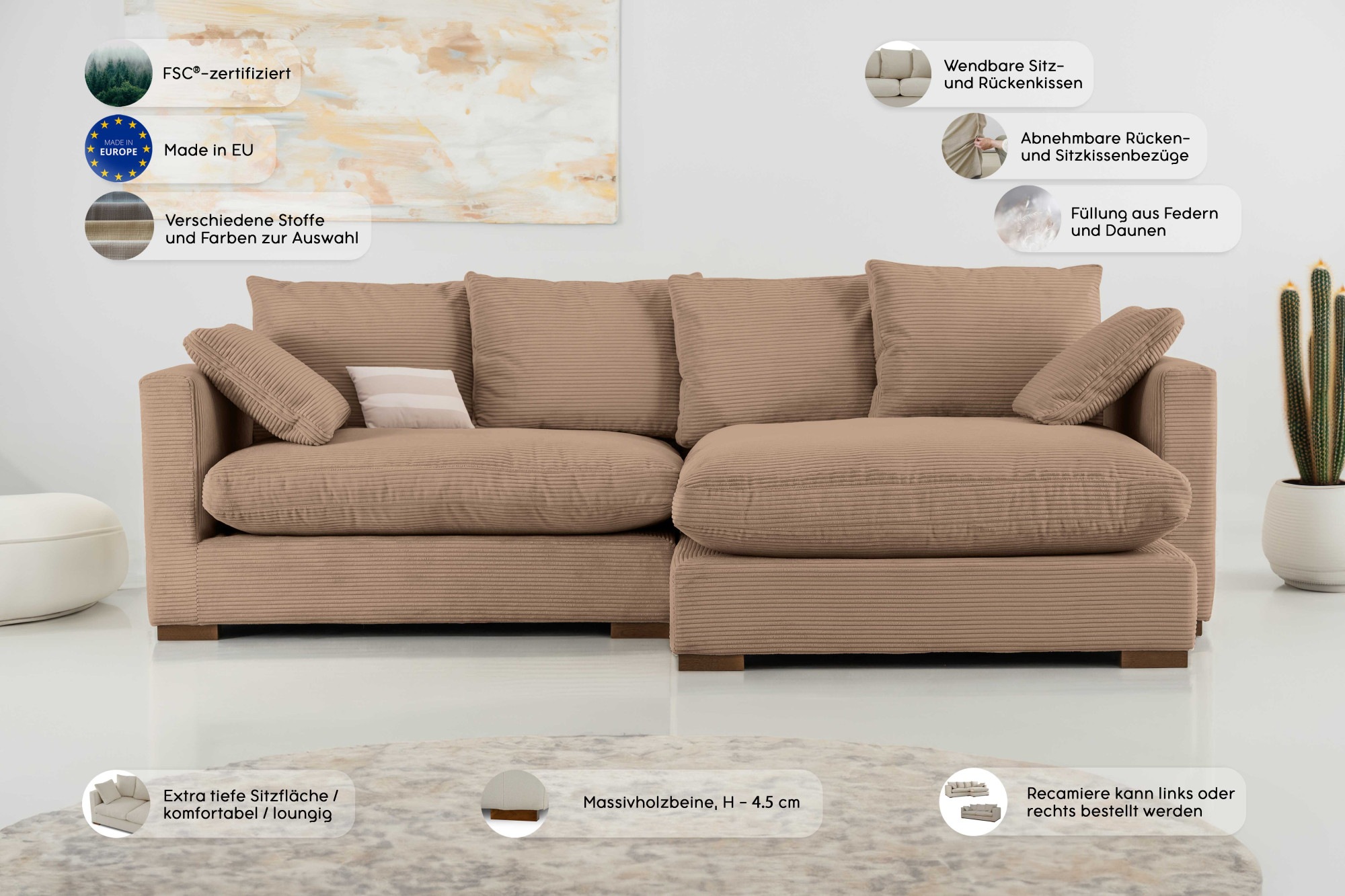 Thumbnail - Home affaire Ecksofa "Coray" Breite 266 cm, extra weich und kuschelig, mit Federn und Daunen