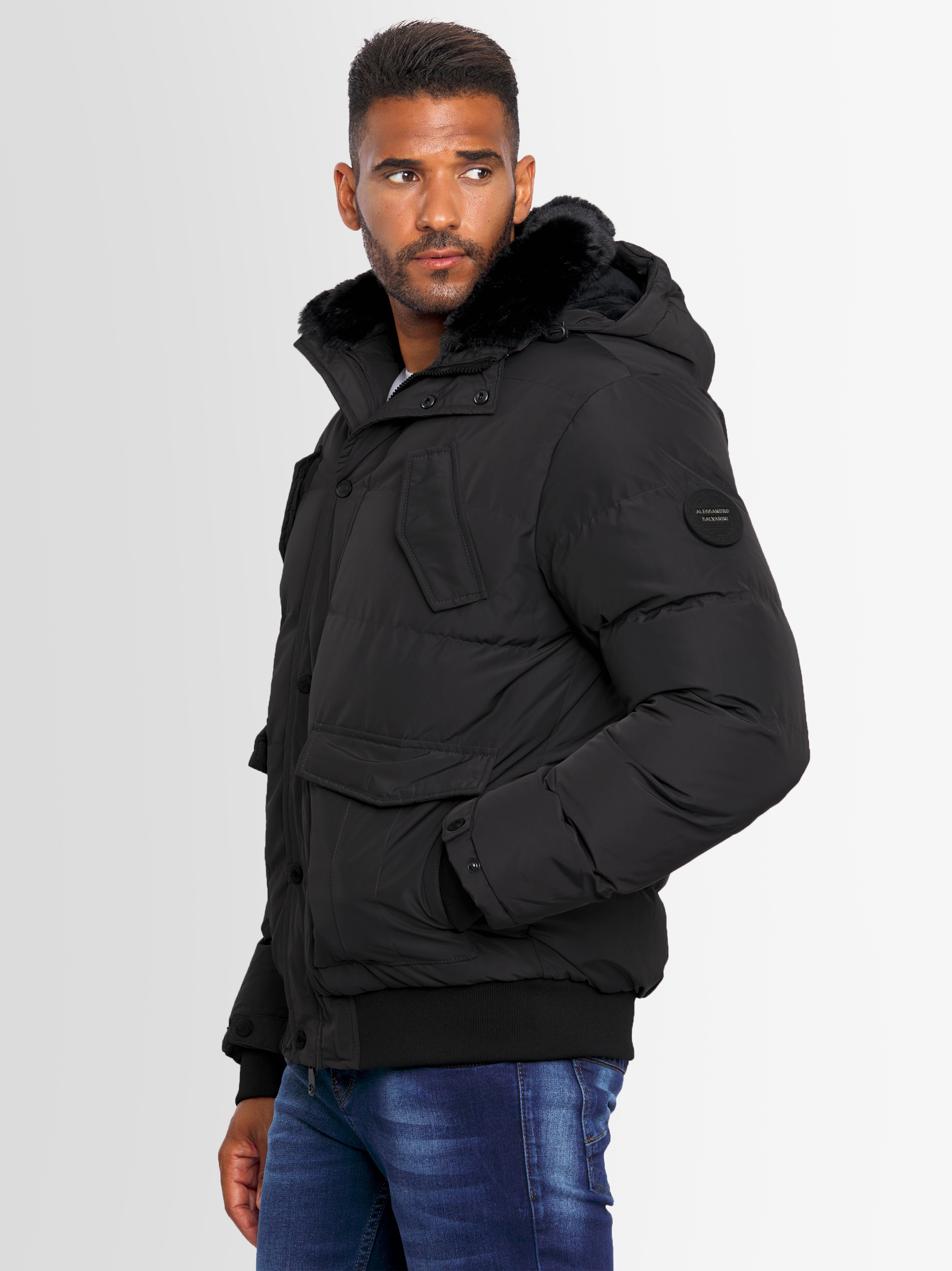 Alessandro Salvarini Winterjacke »ASLeonio« mit warmem Teddyfell und abnehmbarer Kapuze