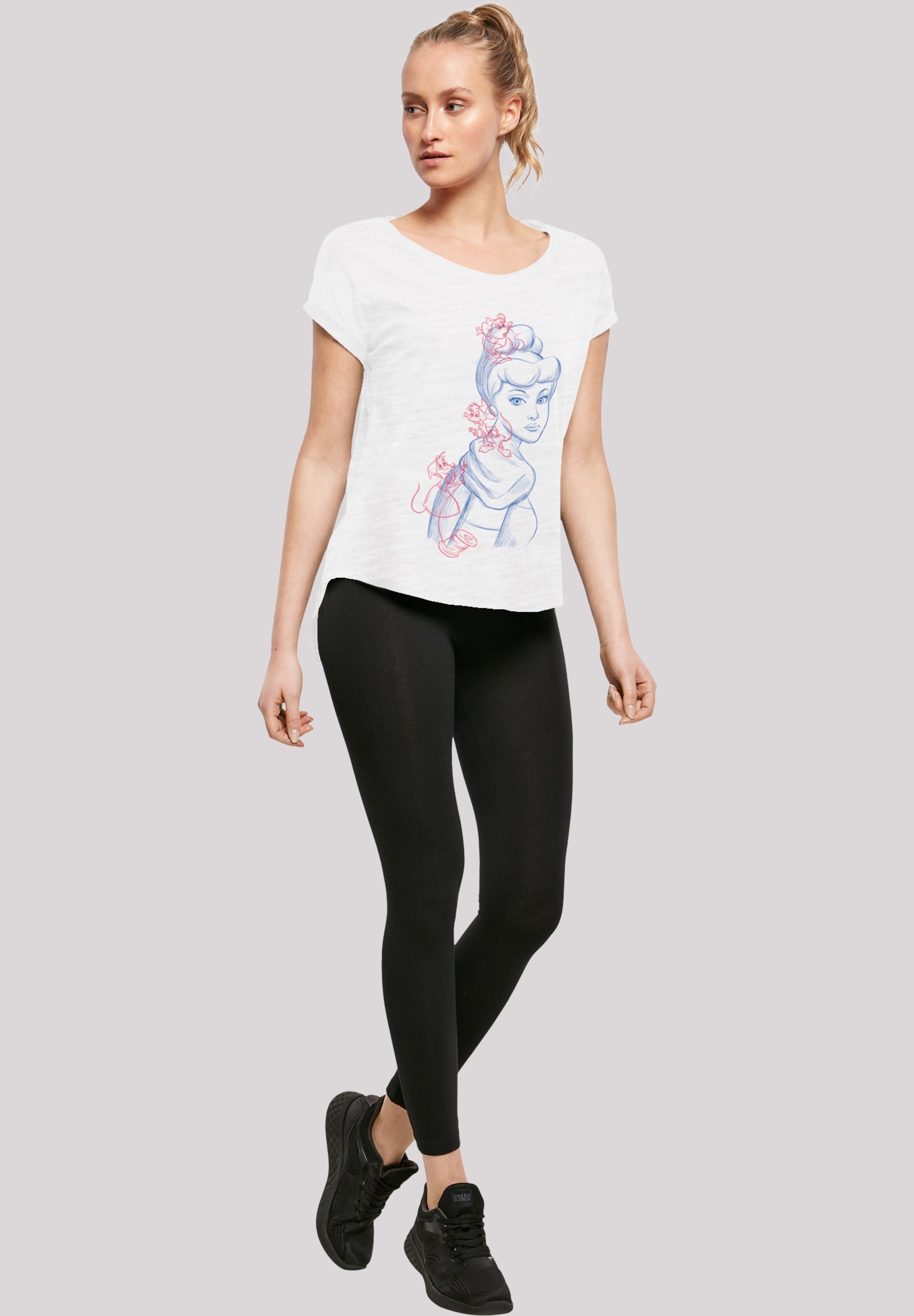 F4NT4STIC T-Shirt »Disney Cinderella Mouse Zeichnung«, Damen,Premium Merch,Lang,Longshirt,Bedruckt