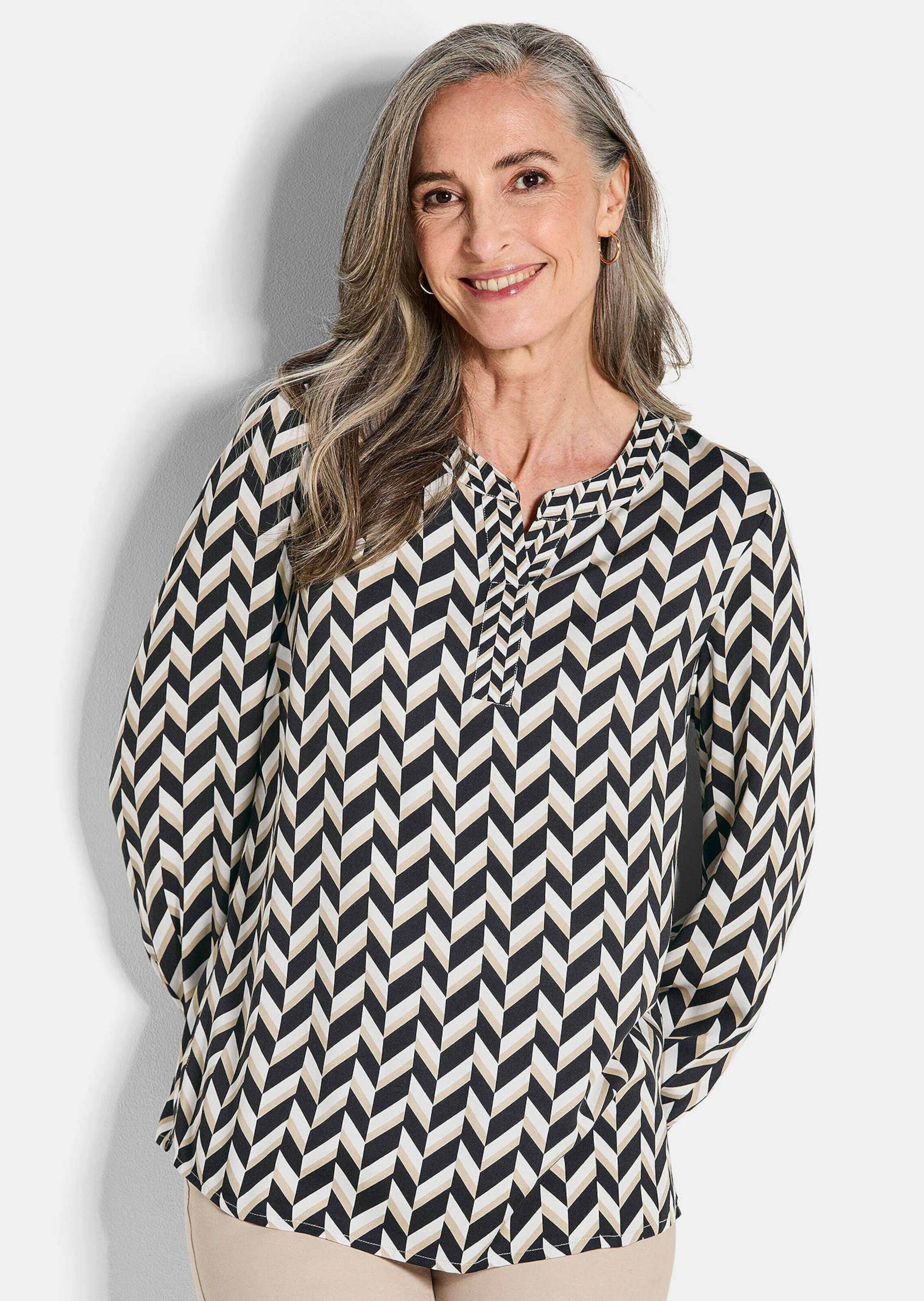 GOLDNER Schlupfbluse »Grafische Viskosebluse mit Rundhals«