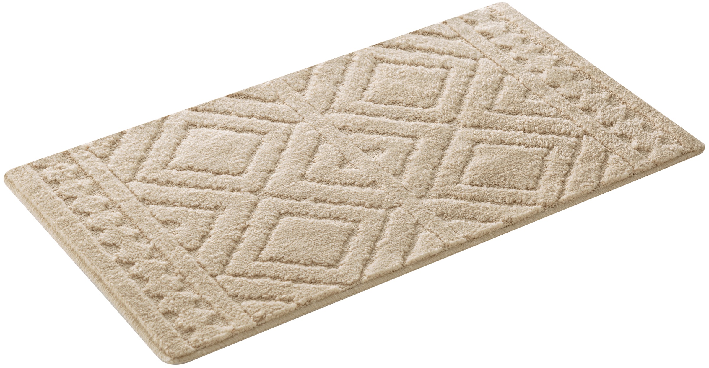 OTTO home Badematte "Louvres, Badvorleger, Badezimmer Teppich, Duschvorleger" Höhe 10 mm rutschhemmend beschichtet schnell trocknend Badteppich, Uni Farben, Hoch-Tief Effekt, Boho-Style
