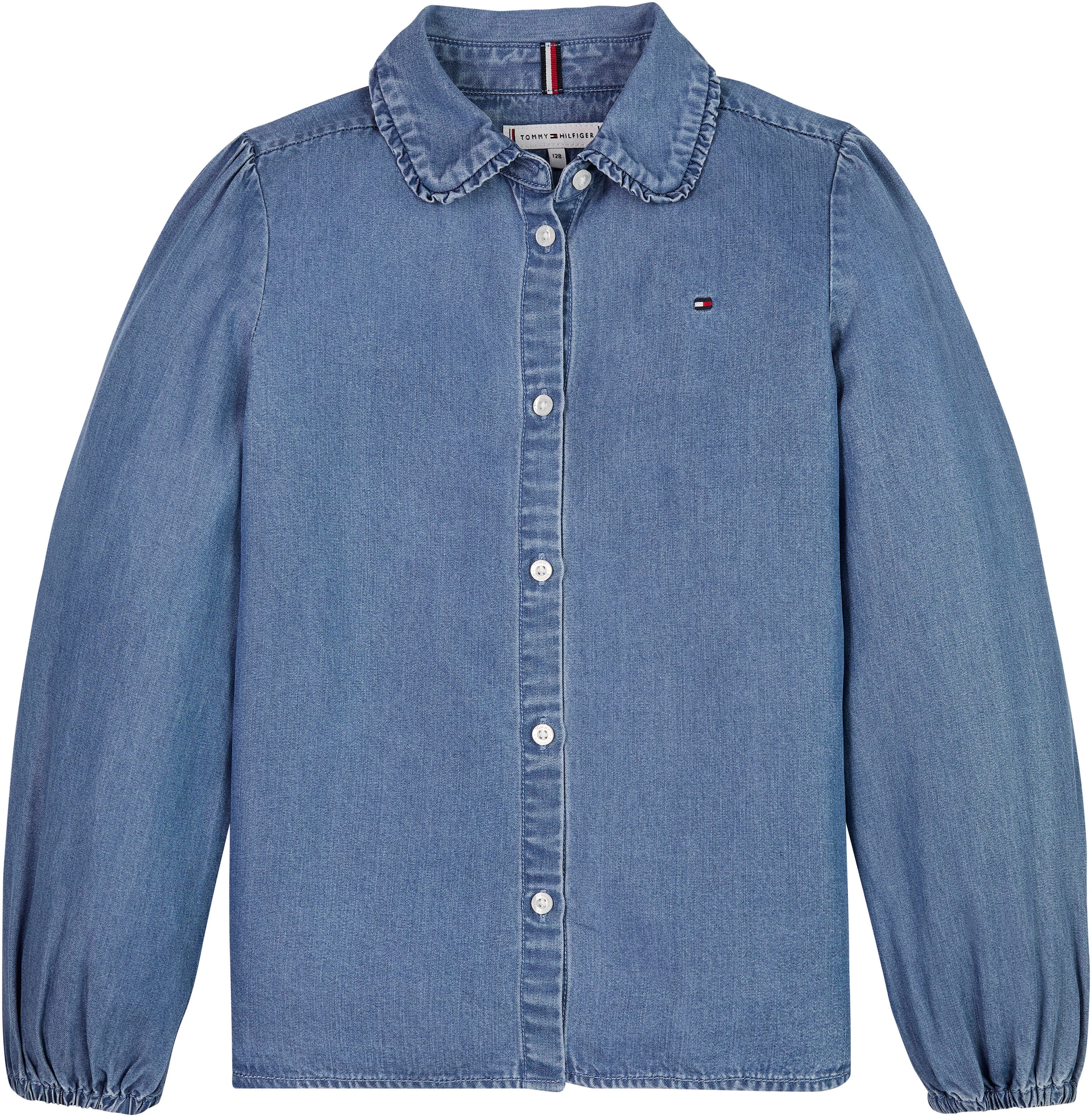 Tommy Hilfiger Klassische Bluse »TENCEL RUFFLE COLLAR SHIRT«, im Denim-Style